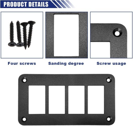 4 Hole Waterproof Rocker Switch Panel with Aluminium Housing Brac Size: 4 Hole