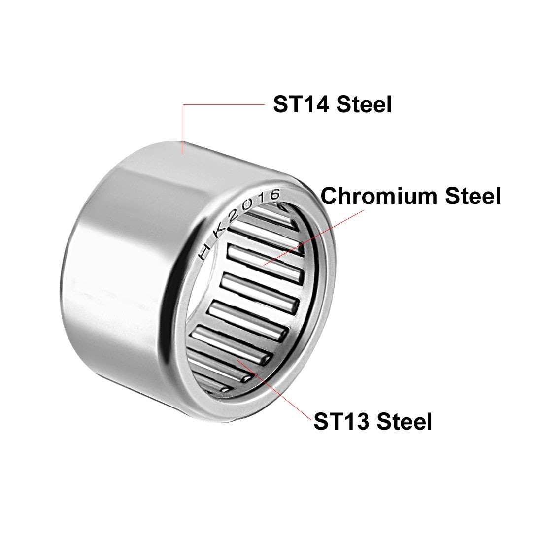 HK2016 Drawn Cup Needle Roller Bearings 20mm Bore Dia 26mm OD 16mm Width 5pcs