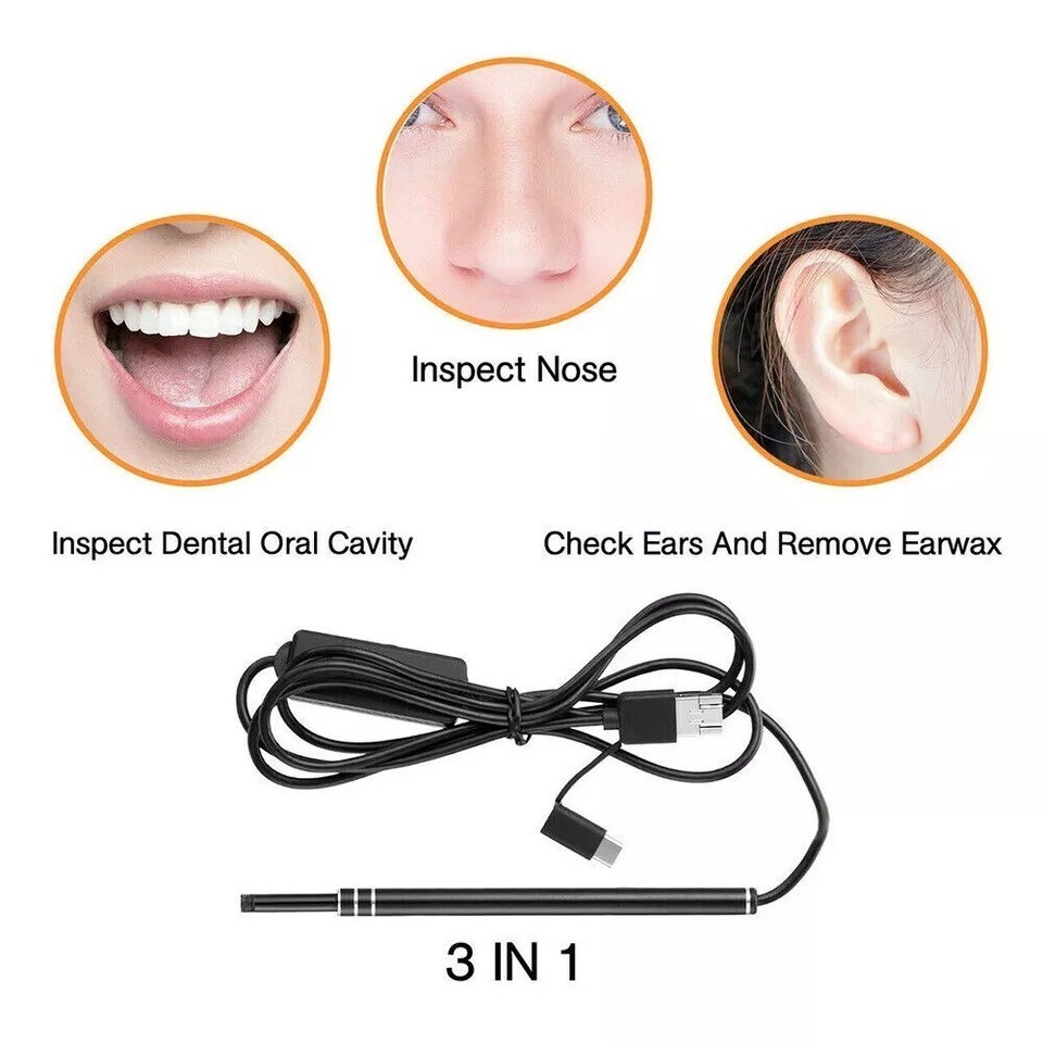 LED Ear Endoscope HD Otoscope Ear Wax Cleaning Camera Tool Cleaner Removal Kit