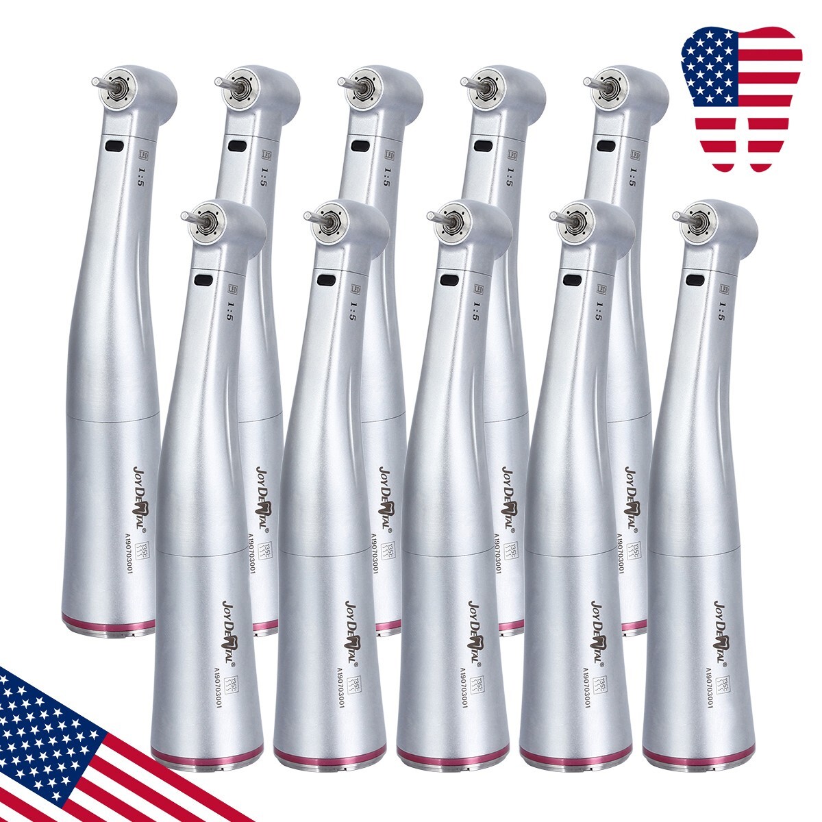 Dental 1:5 Increasing Contra Angle Fiber Optic Handpiece w/E-type Electric Motor