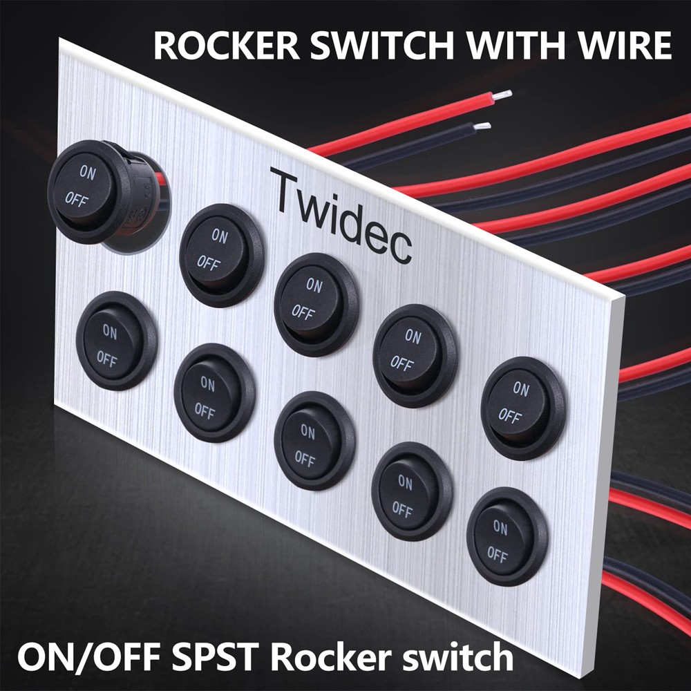 5X 12V round Rocker Switch AC 6A/250V 10A/125V SPST 2 Pin 2 Position On/Off T