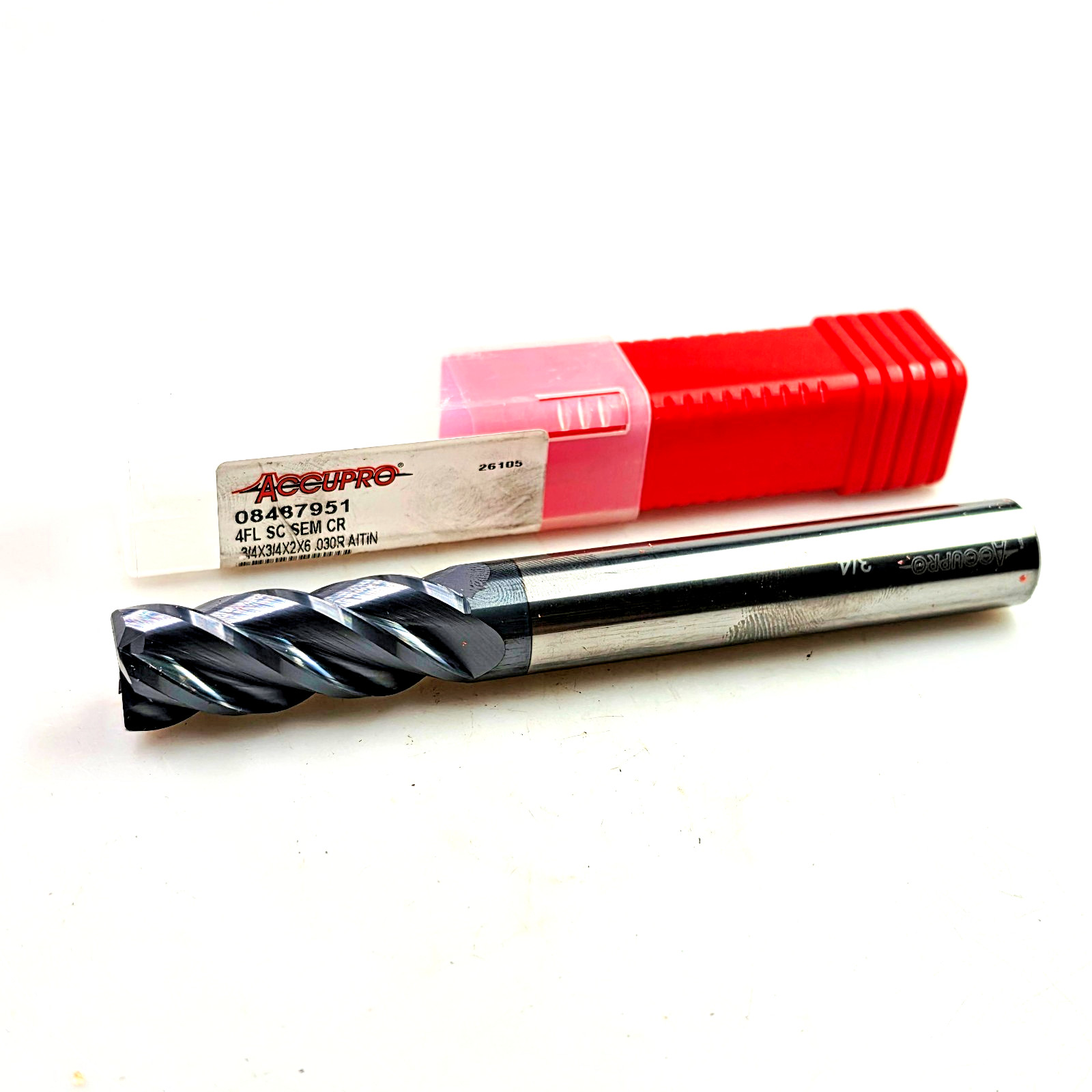 AccuPro 3/4″ x 3/4 x 2 x 6 R.03 Solid Carbide End Mill 08487951 AlTiN Long Reach