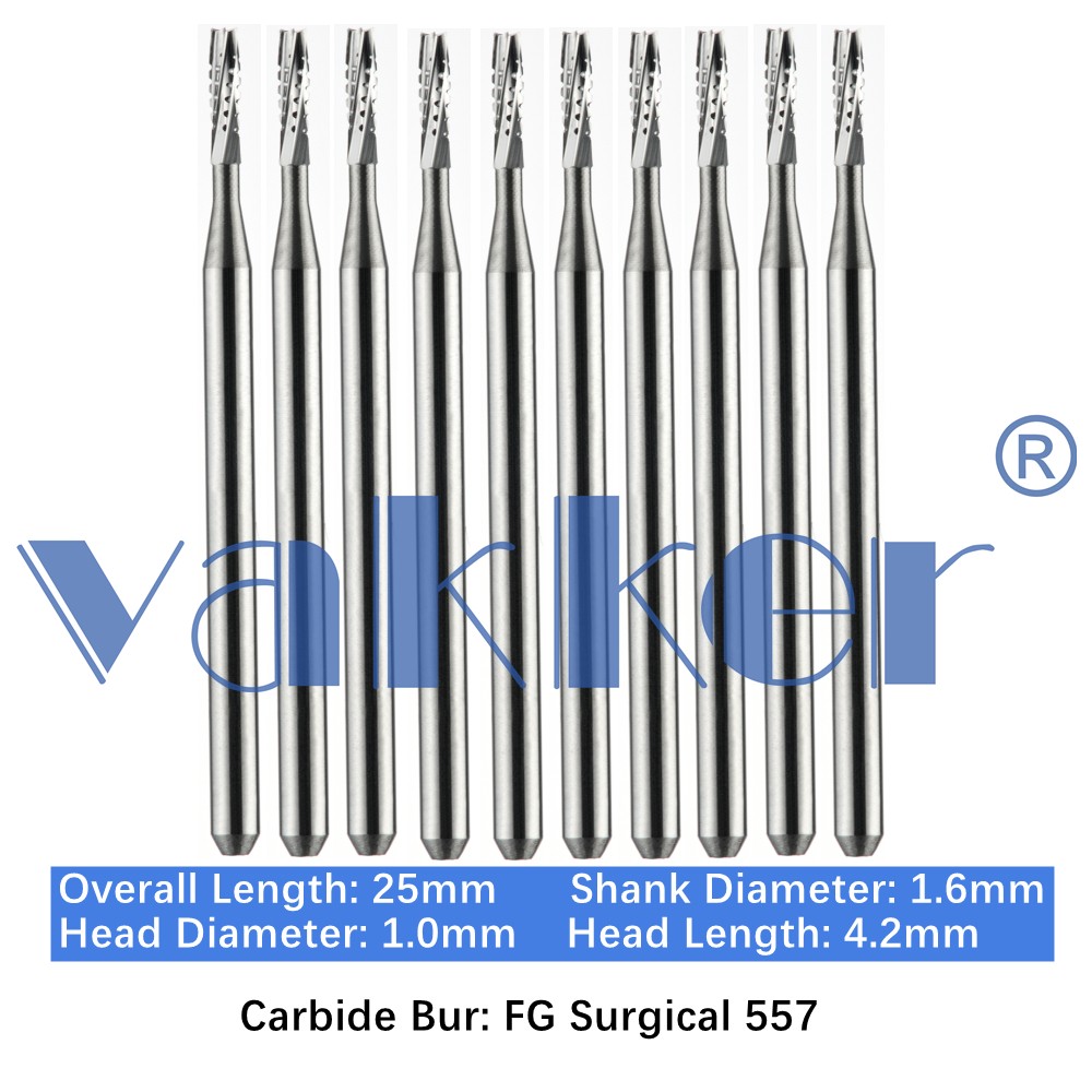 Vakker Dental Carbide Burs FG SURG 557 Surgical Friction Grip 10/pk