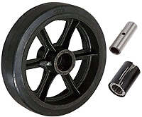 12″ x 3″ Rubber on Cast Iron Wheel – 1,300 lbs cap.