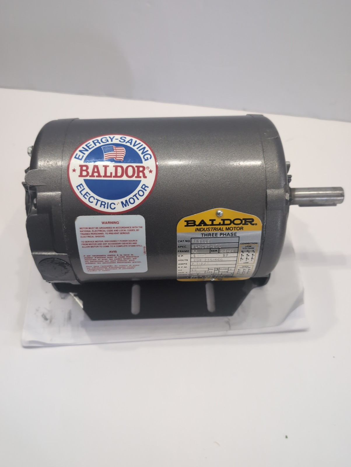 Baldor Industrial Motor RM3108 .5HP 1725RPM 208-230/460V Frame Size 56 Brand New
