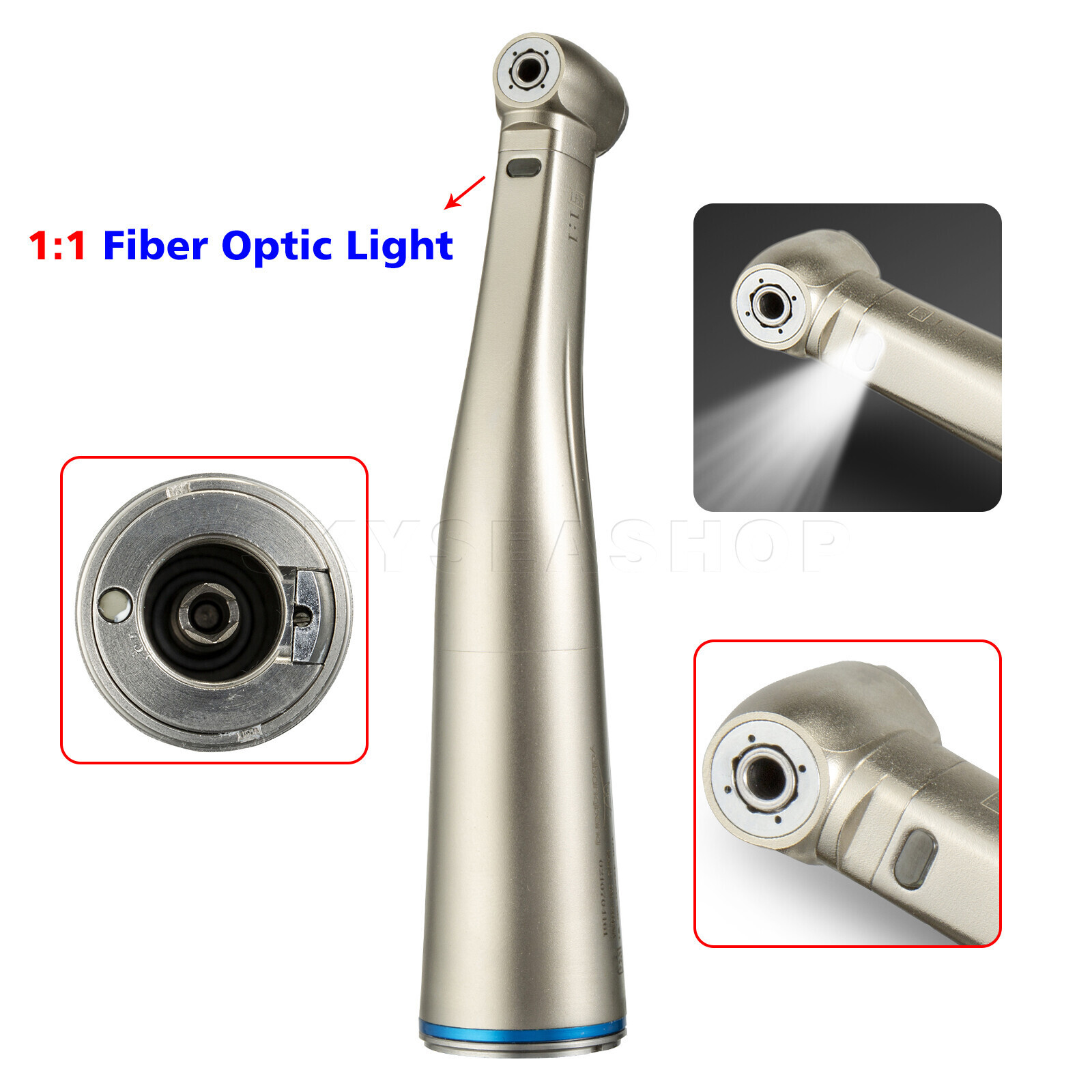 Dental 8:1 1:5 4:1 20:1 LED Fiber Optic Contra Angle Handpiece For NSK