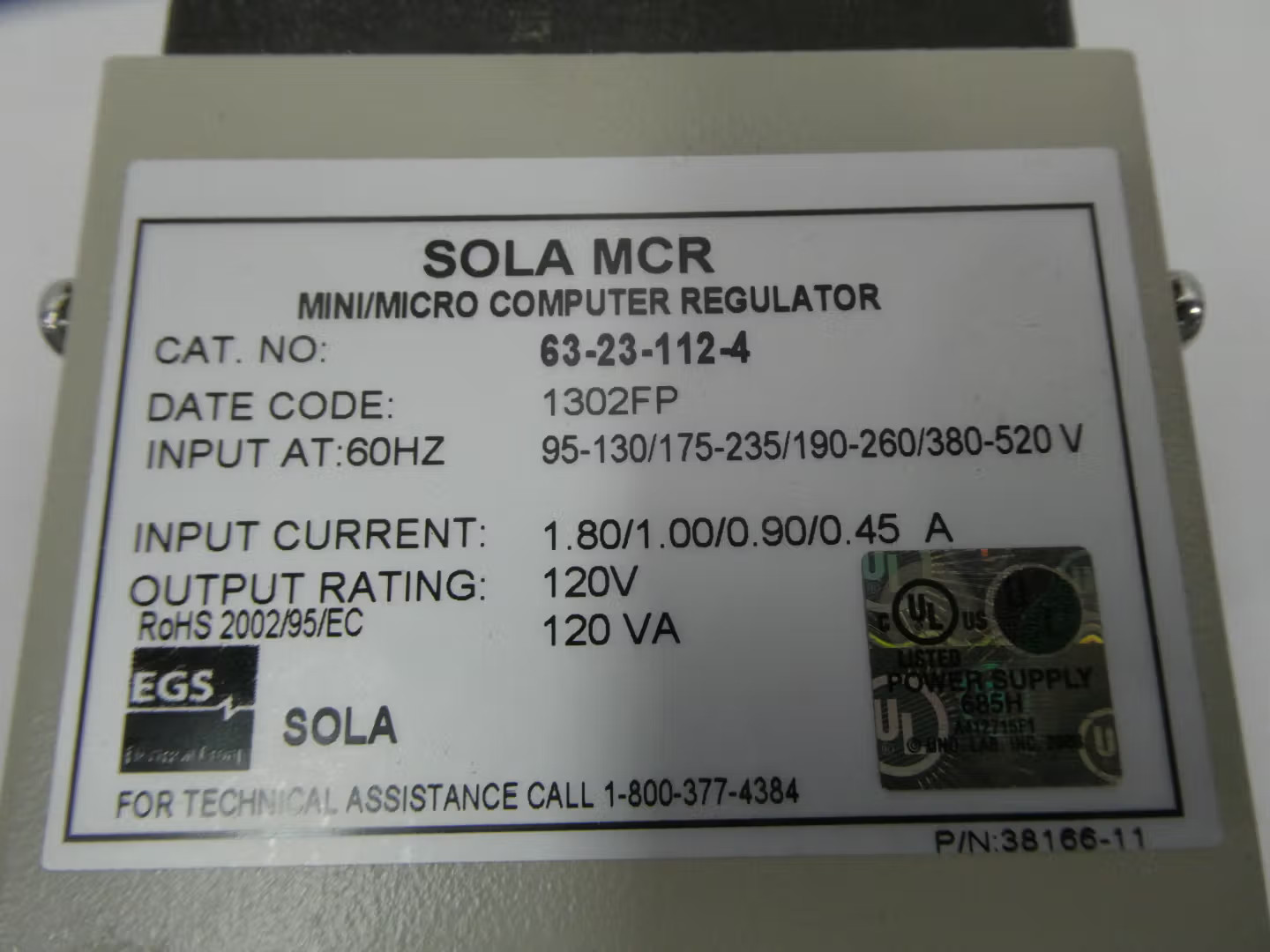 Sola 63-23-112-4 Mini/micro Computer Regulator 120v-ac 120va 95-130v-ac