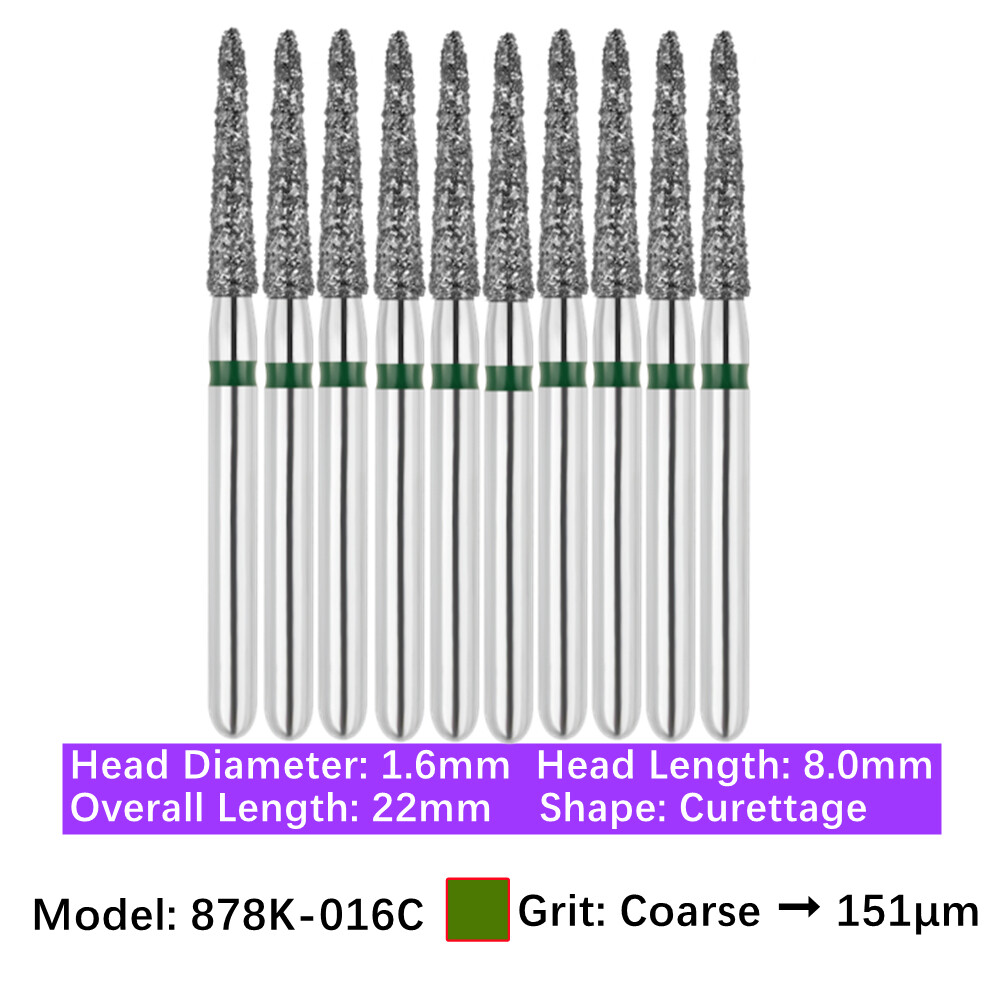10pc Dental FG Diamond Burs Bevel Cylinder & Gingival Curetage Polishing Burs