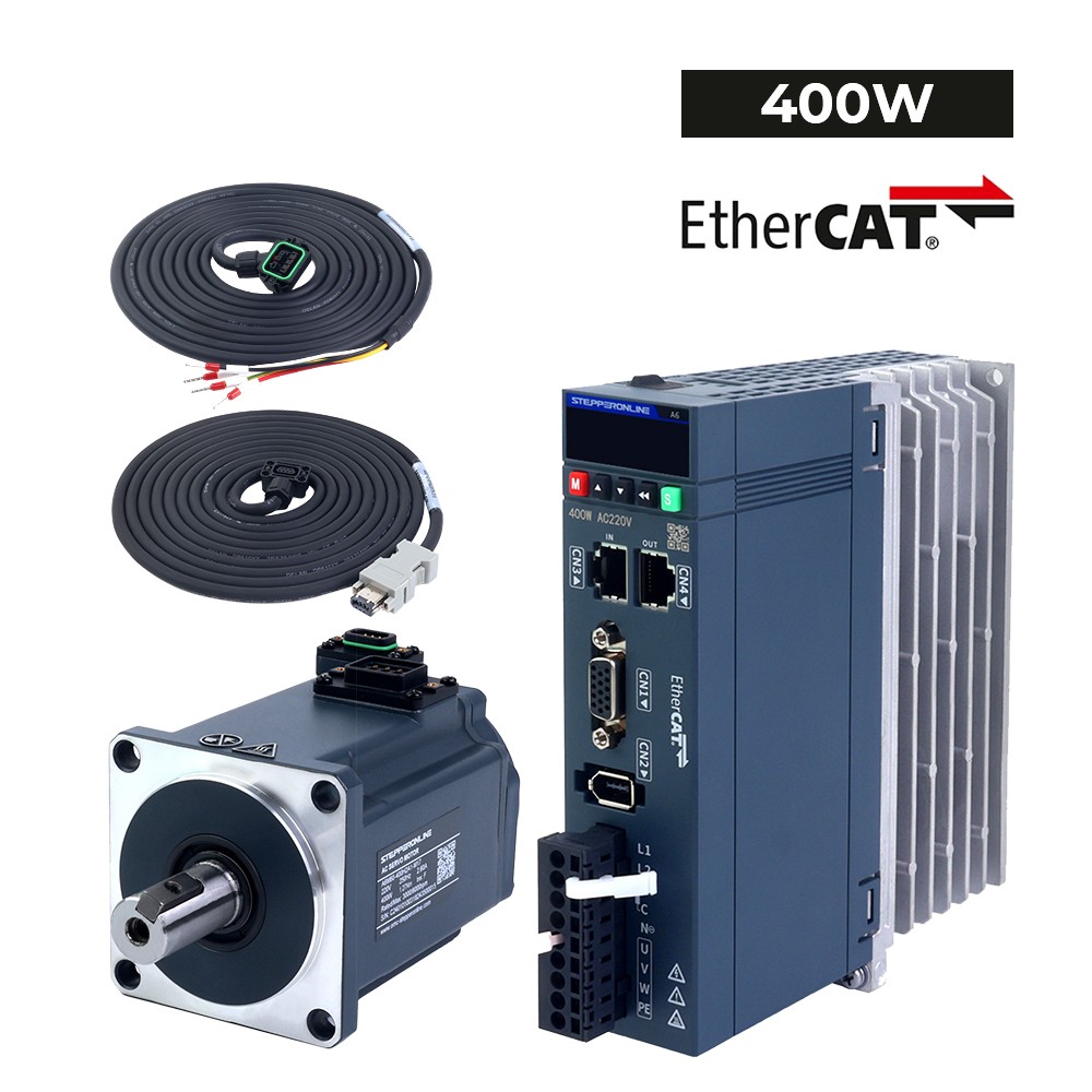 STEPPERONLINE EtherCAT AC Servo Motor Driver Kit 400W 1.27Nm 220V CNC Controller