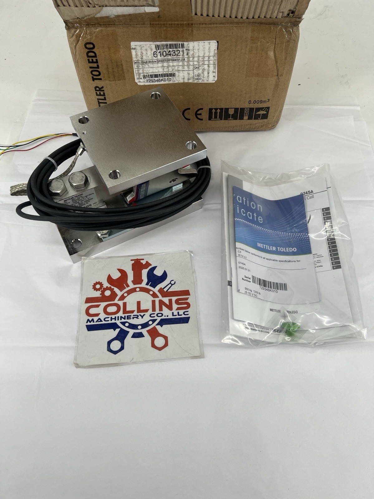Mettler Toledo 61043217 Weigh Module SWB505 SS 550KG/1.25K, w/ Calibration Cert.