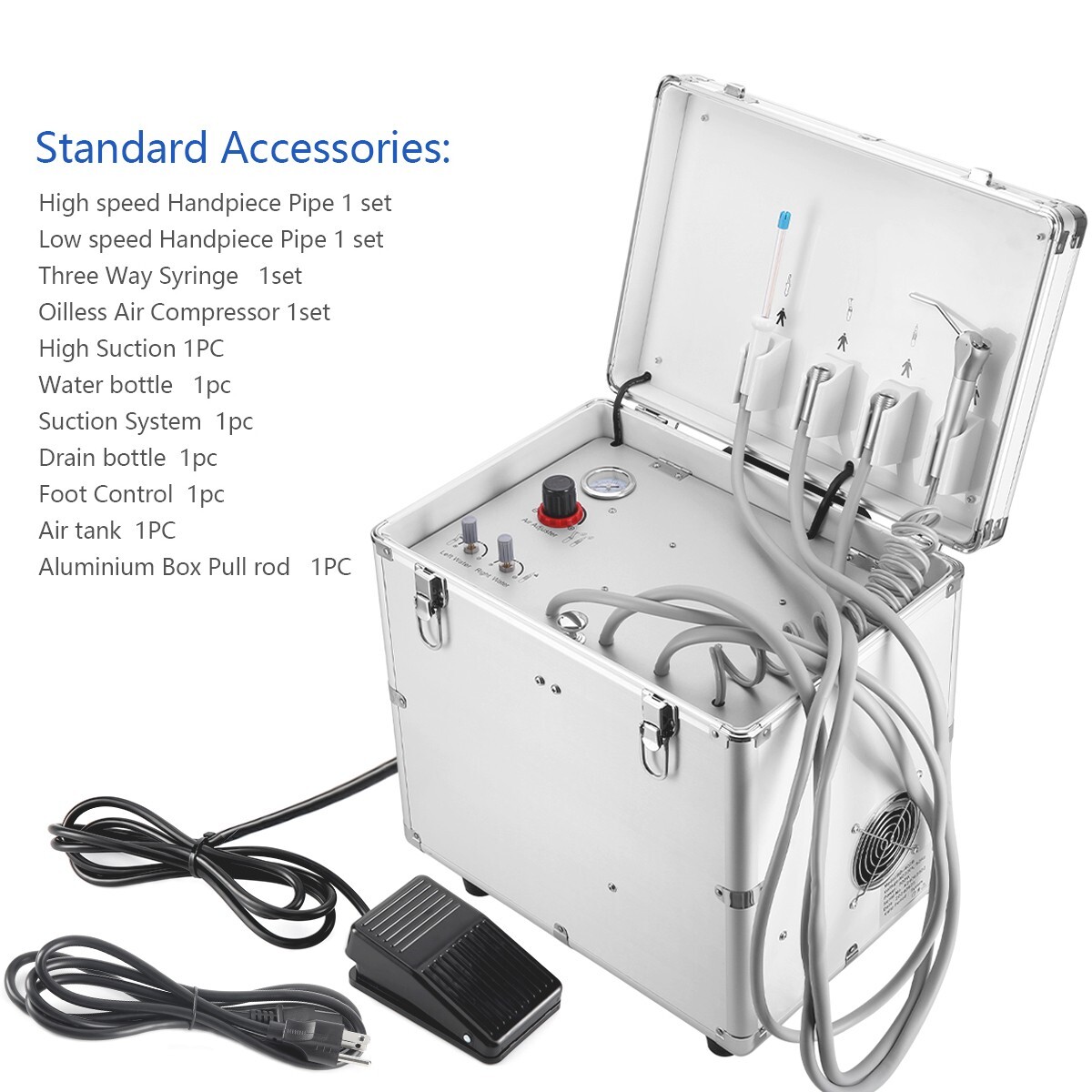 Portable Dental Delivery Unit Treatment Syringe Suction Turbine Air Compressor