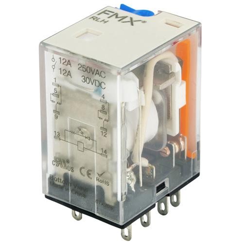 FMX RLH-2CLTD-24VDC-20PK, Plug-in Relay, DPDT, 12A, 24V DC coil, 20pcs