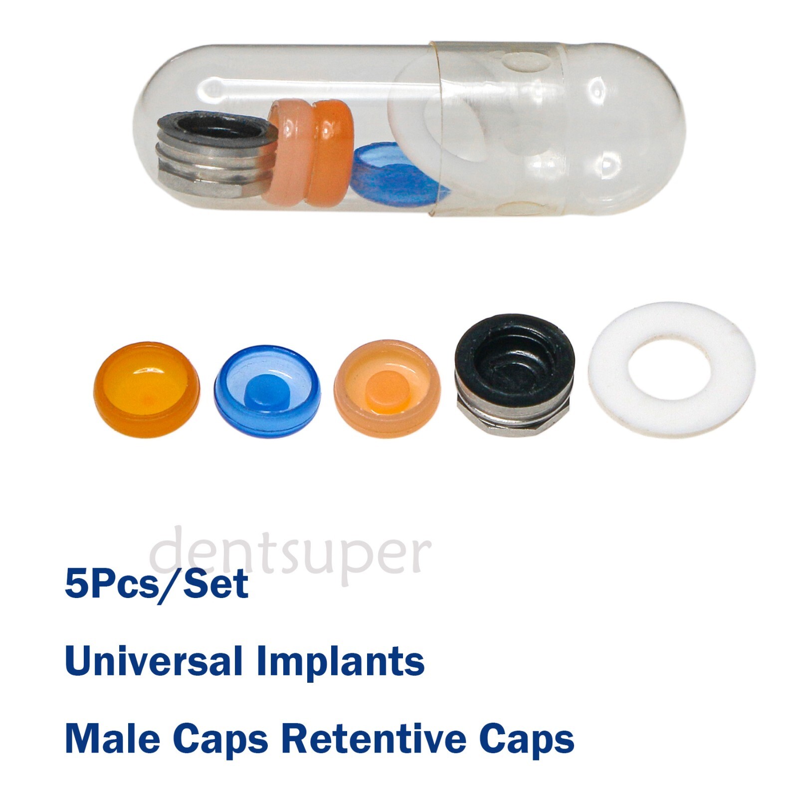 Strong Retentive Caps Overdenture Attachment Abutments Metal Housing 5pcs/1set