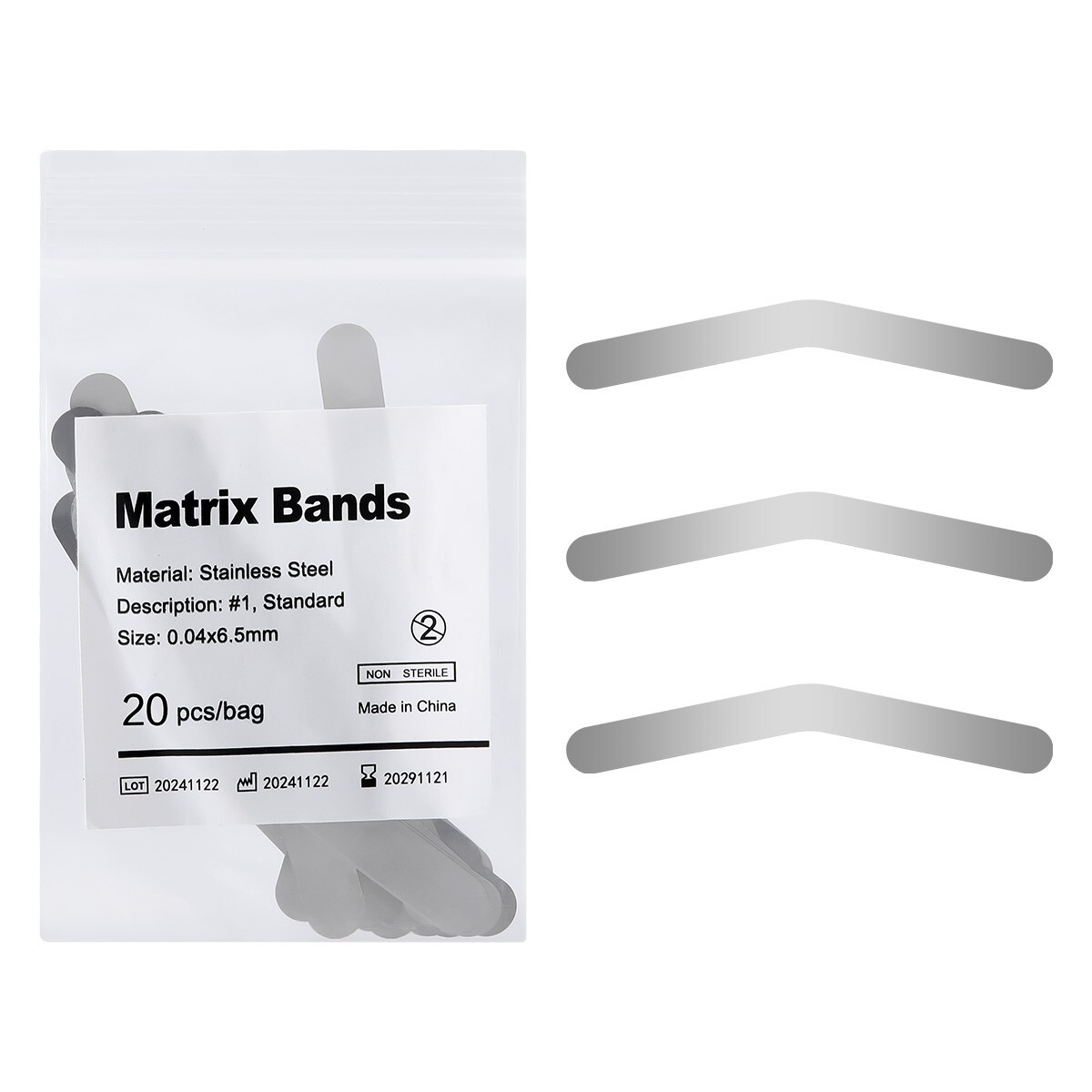 Dental Tofflemire Matrix Bands 0.04mm Margin Elevation Increased Curvature Steel