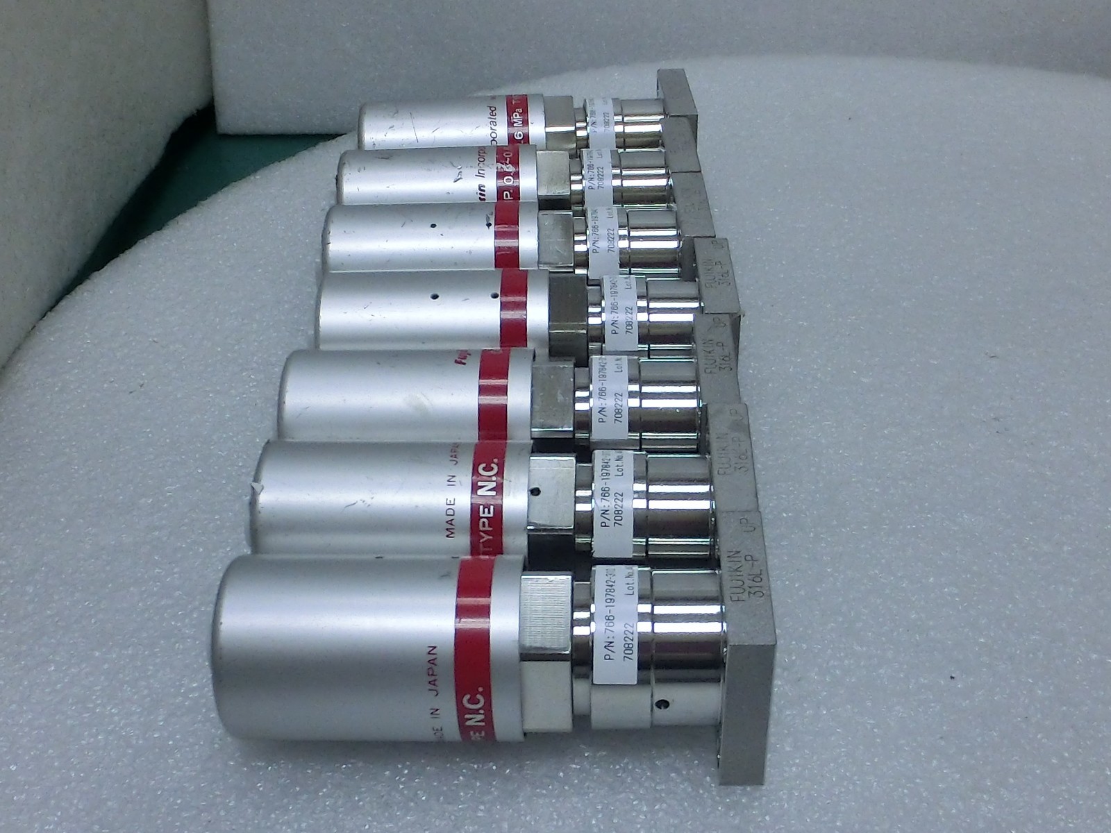 7pcs Fujikin 708222 Lam 766-197842-310 Rev C O.P. 0.5~0.6mPa N.C. Diaphragm~9933