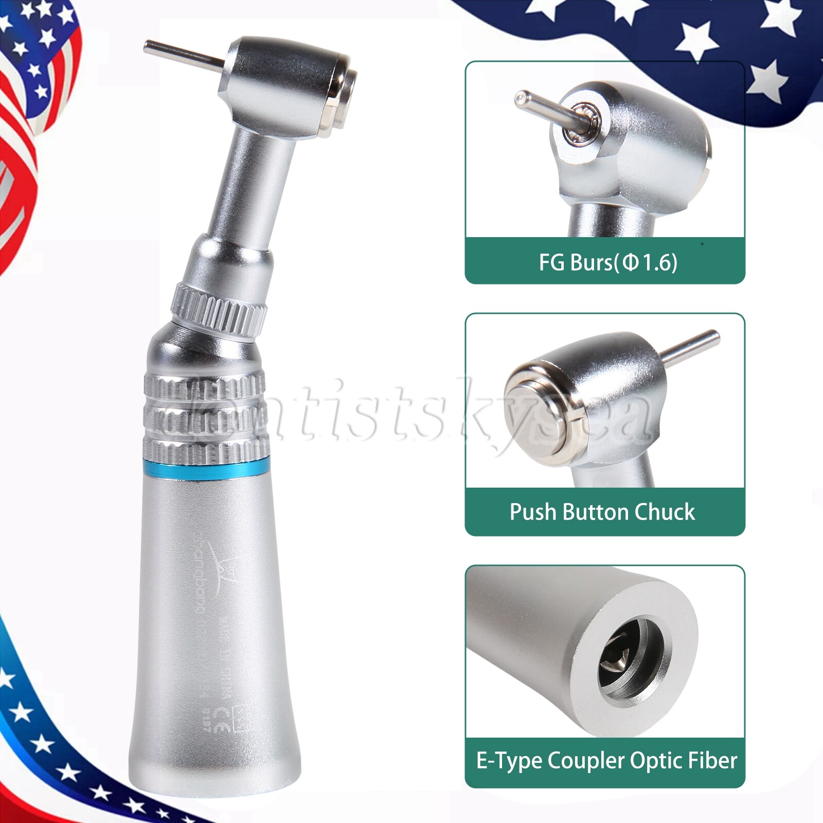1/5/10Pcs Dental Low Slow Speed Contra Angle Handpiece Fit FG 1.6mm Burs E-type