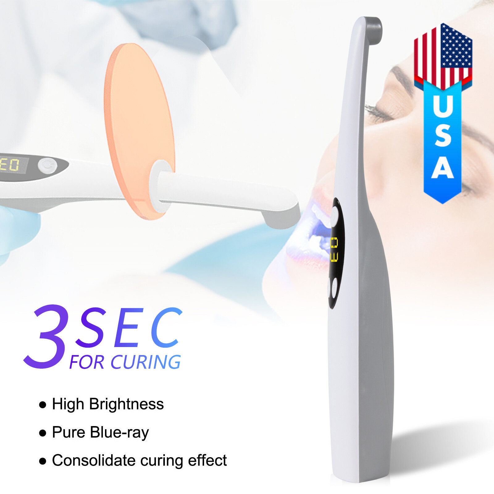 1-10*Dental Cordless Led Curing Light 3 Second iLED Lamp Woodpeckr DTE Style