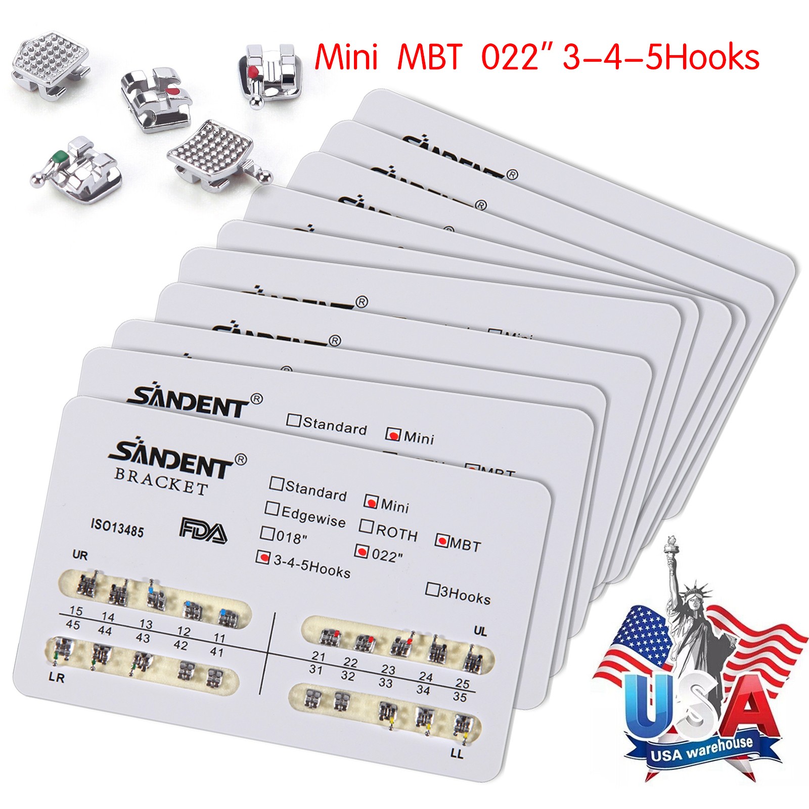 Dental Orthodontic Braces Brackets Metal Mini MBT.022 Hooks 345