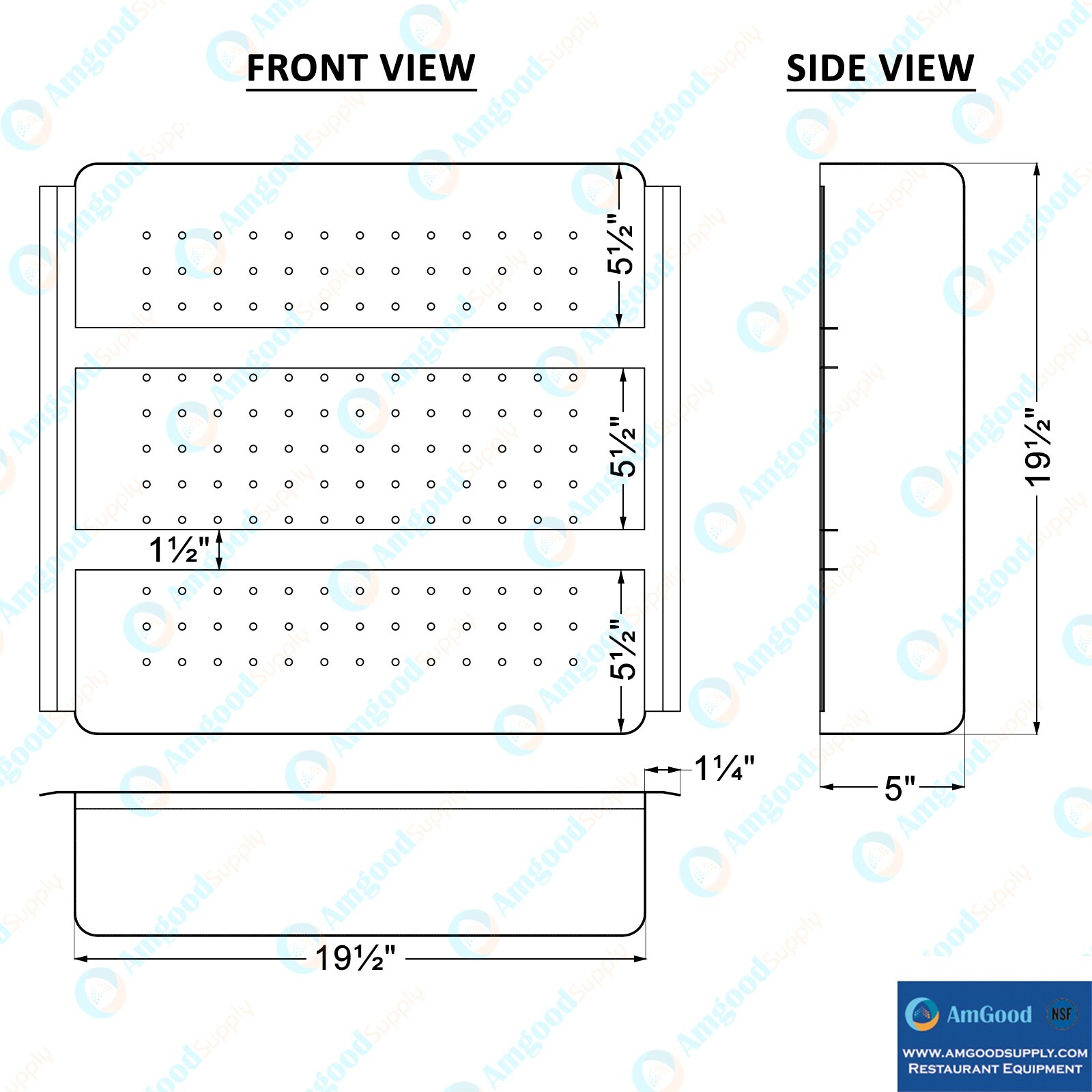 Stainles Steel Scrap Basket 20 in. x 20 in. x 5 in. For Commercial Sinks