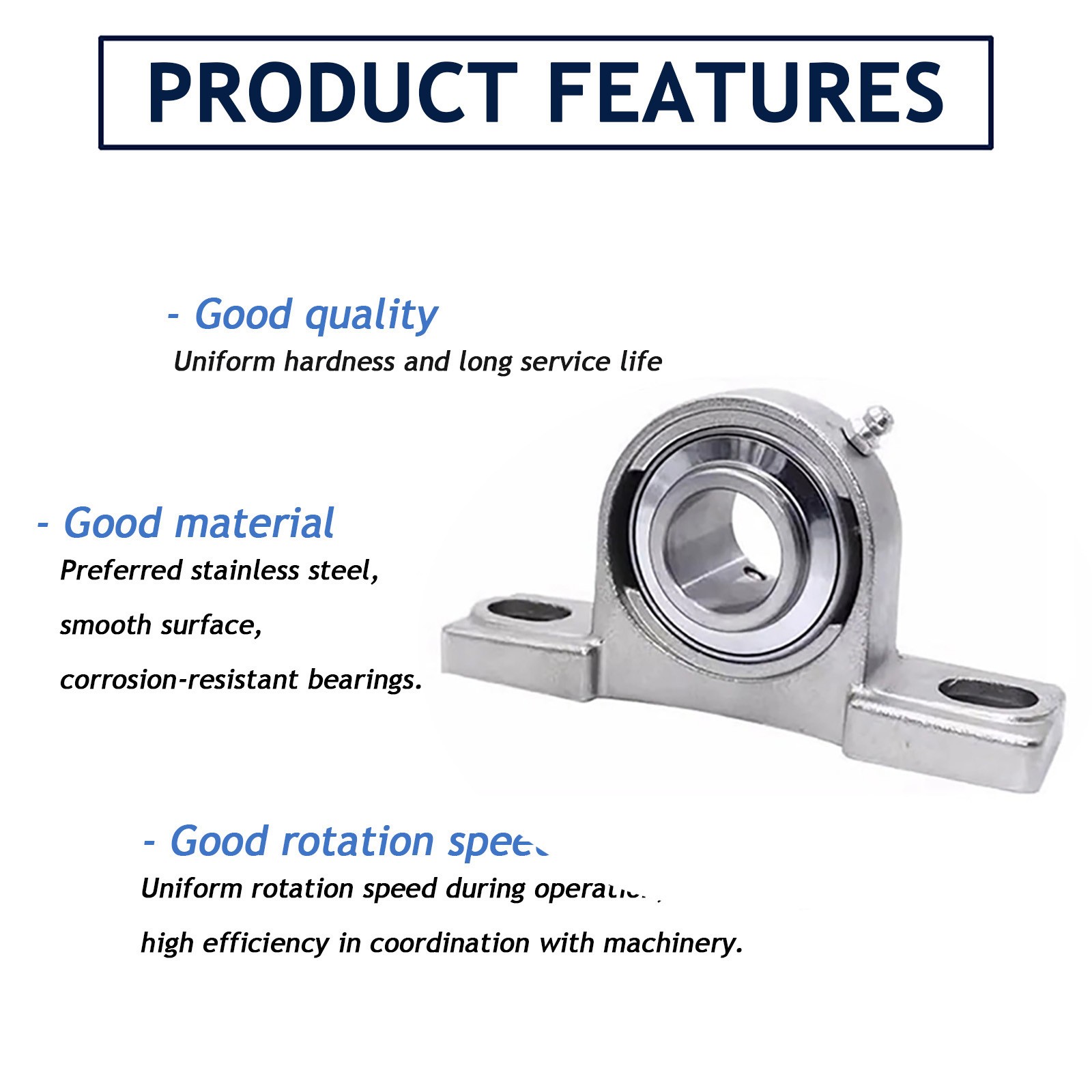 Stainless Steel SUCP201-212 Pillow Block Bearing 12~60mm Bore 2 Bolt Solid Base