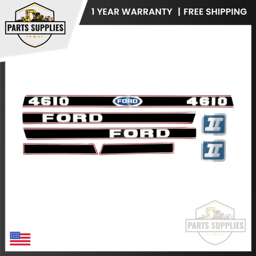 83954990 Hood Decal Set Red and Black fits Ford 4610 Tractor
