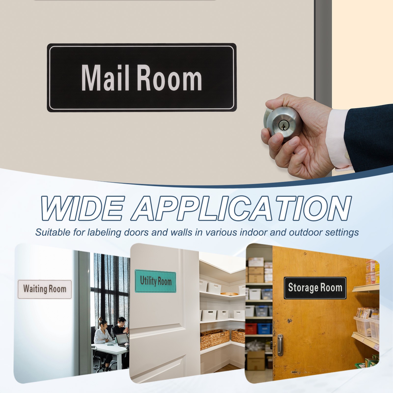 9″x3″ Electrical Room, 2Pcs Room Door Sign Self-Adhesive, Orange with Black Text