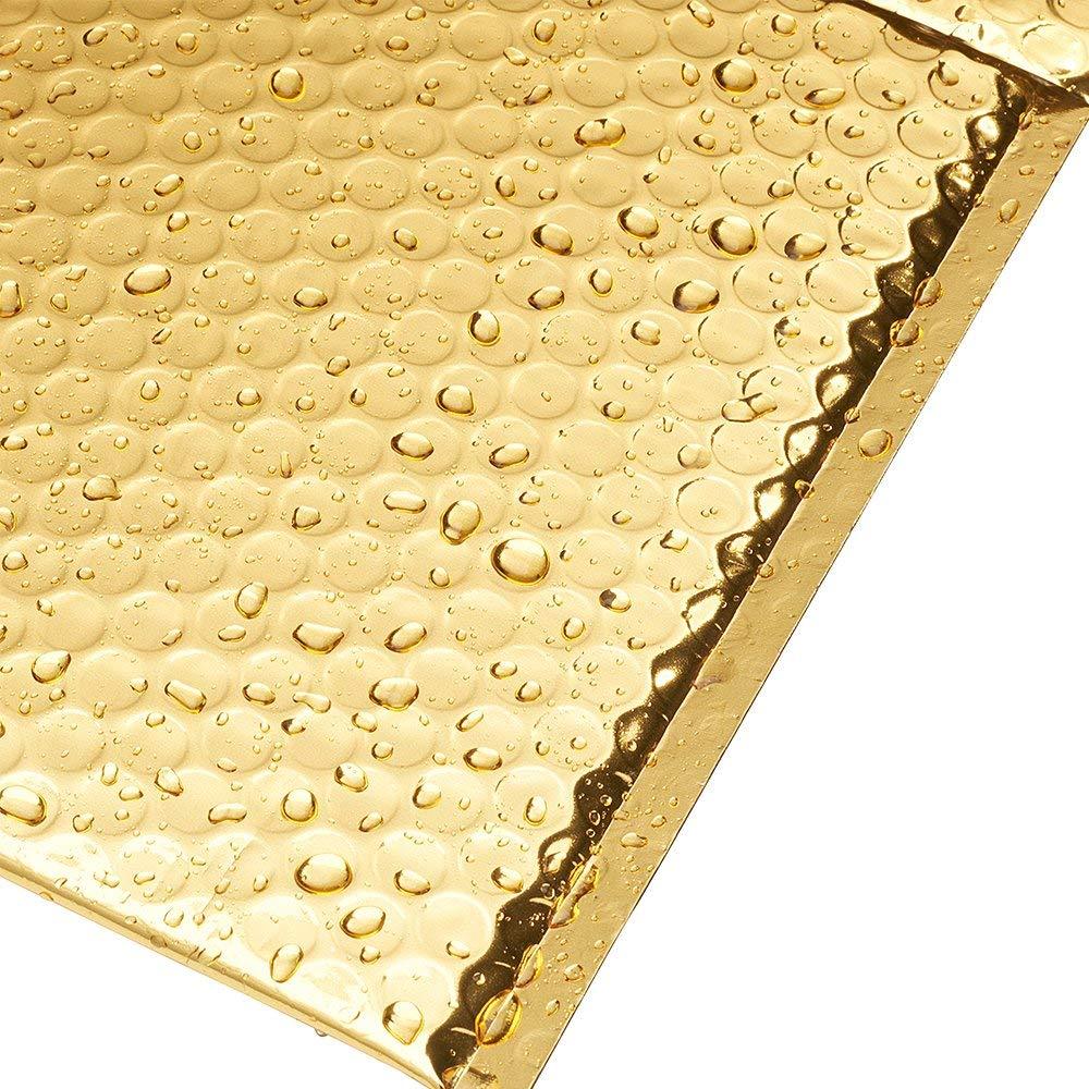 50 Extra Wide #0 Metallic Gold Poly Bubble Mailers 7×10 (Inner 6.625×9.25)