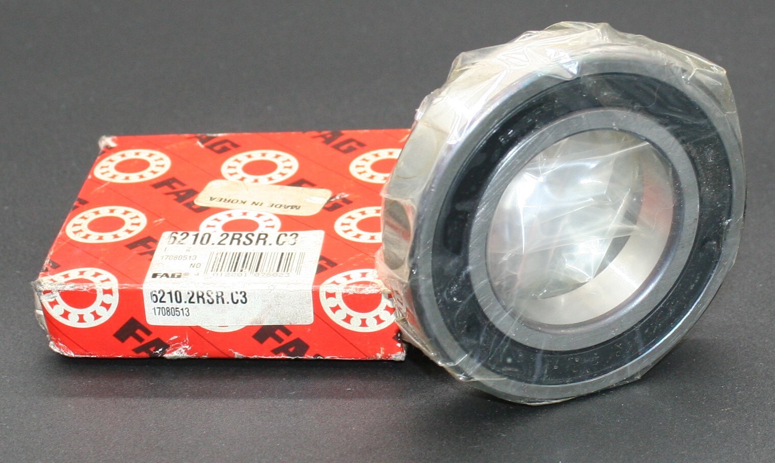 One (1) FAG 6210 2RSR C3 Deep Groove Bearing 50 MM ID Republic of Korea NEW