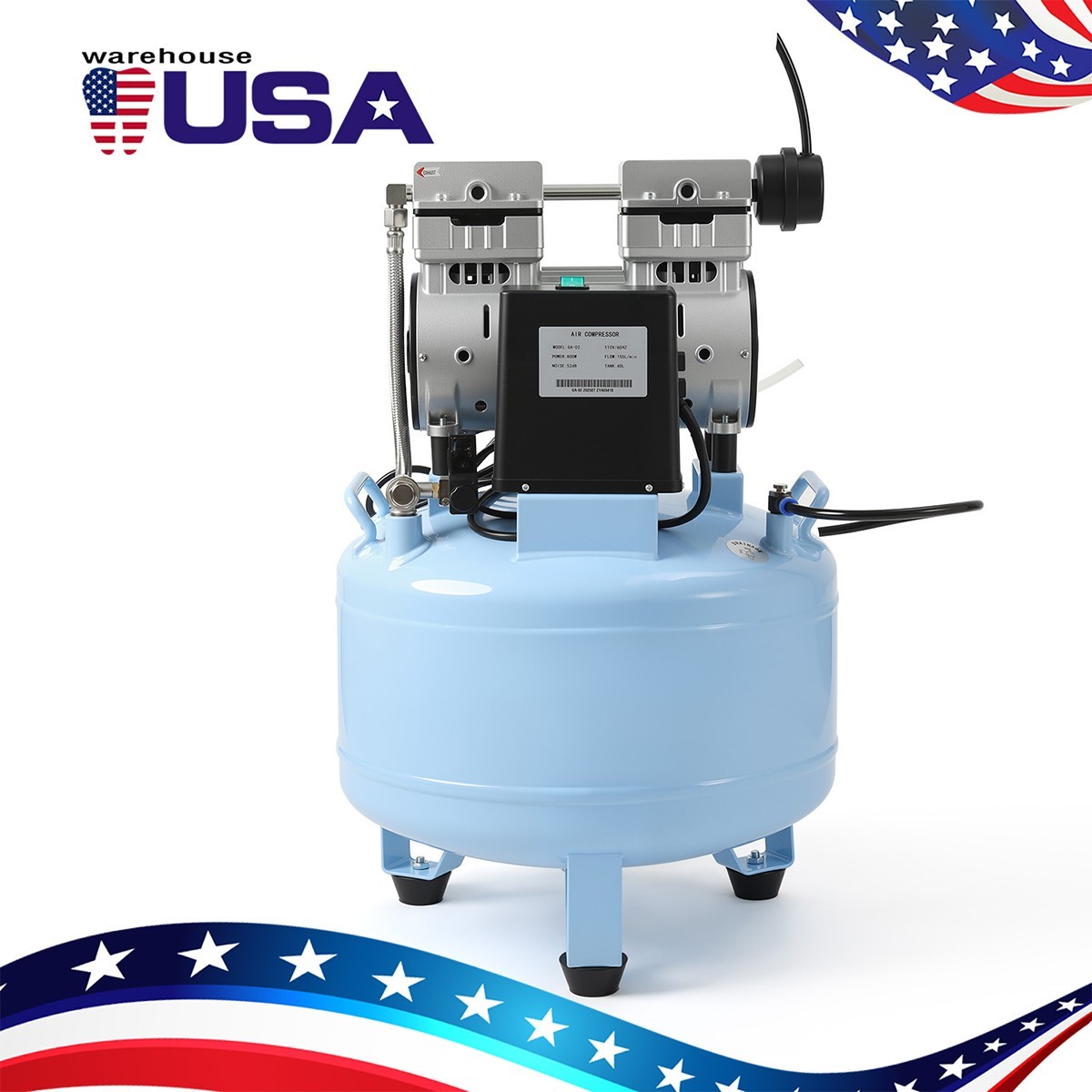 24L/40L Portable Dental Air Compressor Oil Free Silent Air Pump for Dental Use