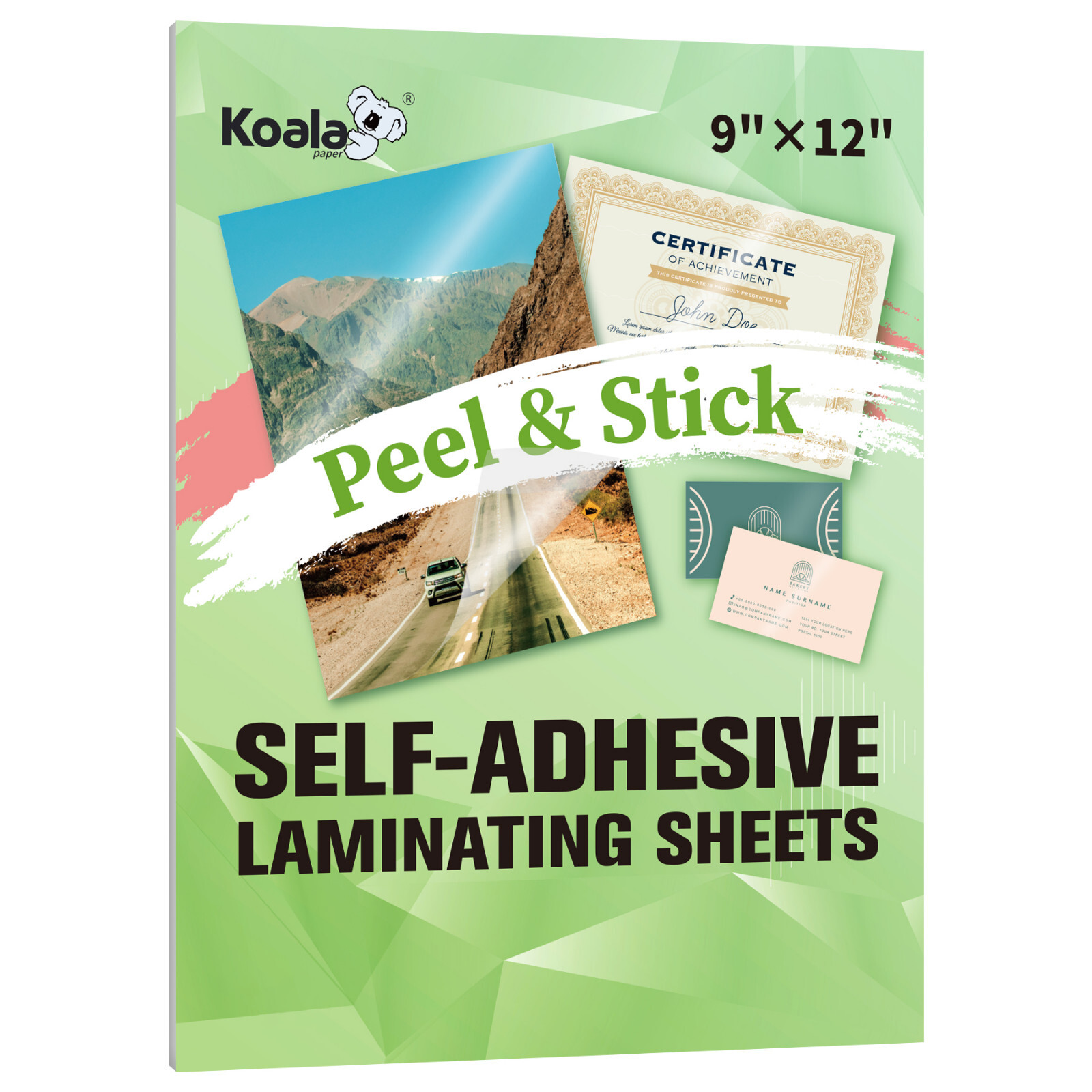 20 Koala Self-Adhesive Laminating Sheets 9 x 12 Clear Overlay No Machine Needed