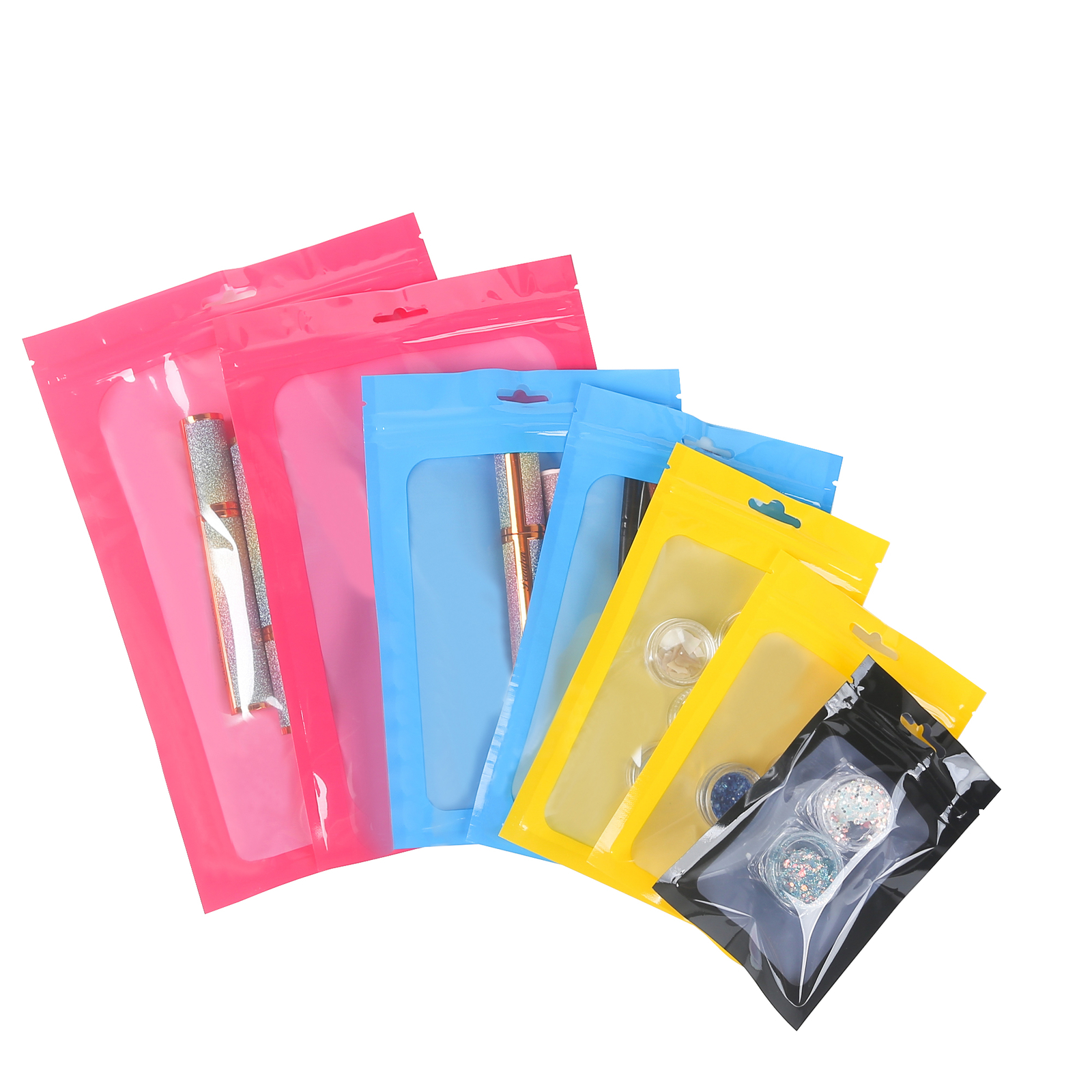 Plastic Sample Bags, Cosmetic Storage Pouches, Zipper Seal Lipgloss Packaging