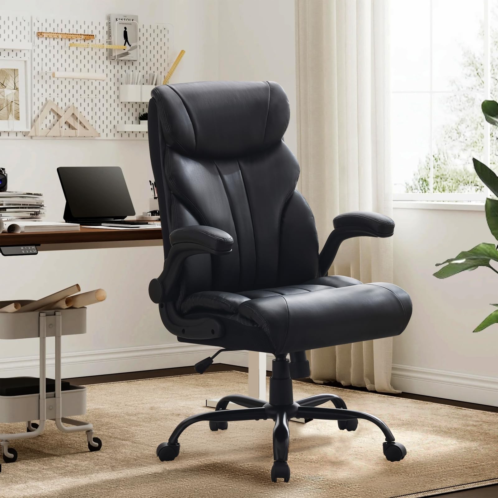 500LB Ergonomic Office Chair for Big & Tall Users Adjustable w/Footrest,Wide Sea
