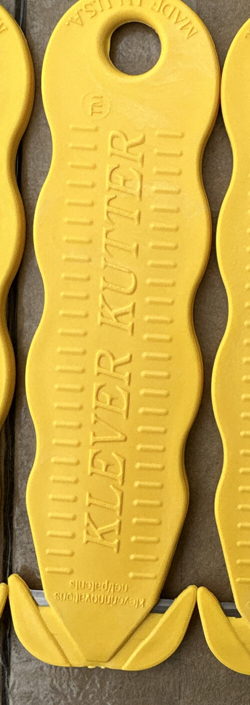Lot of 5 KLEVER Safety Cutter 4 5/8” Lg Contoured Handle Textured Steel Yellow
