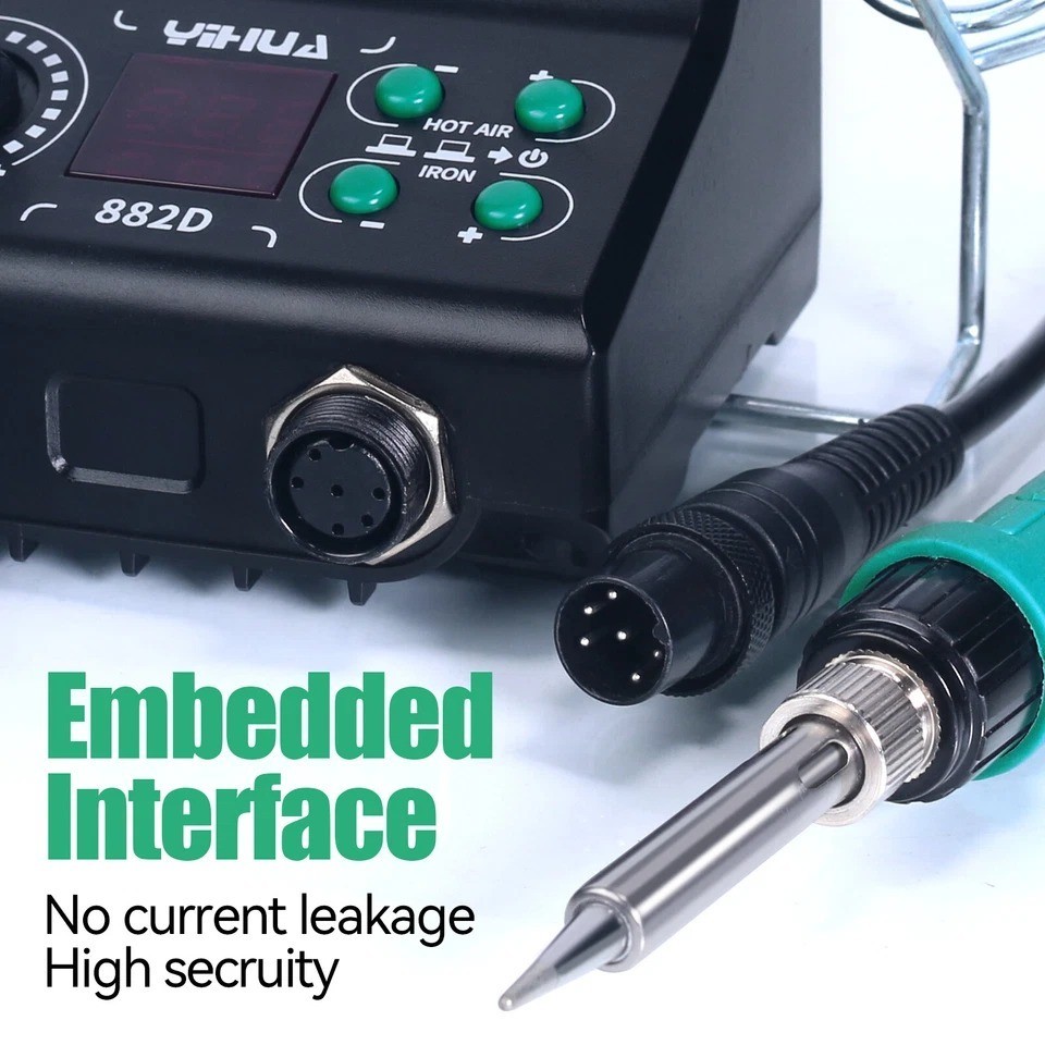 YIHUA 882D Soldering Station 2-in-1 Hot Air Rework + Soldering Iron Digital 750W
