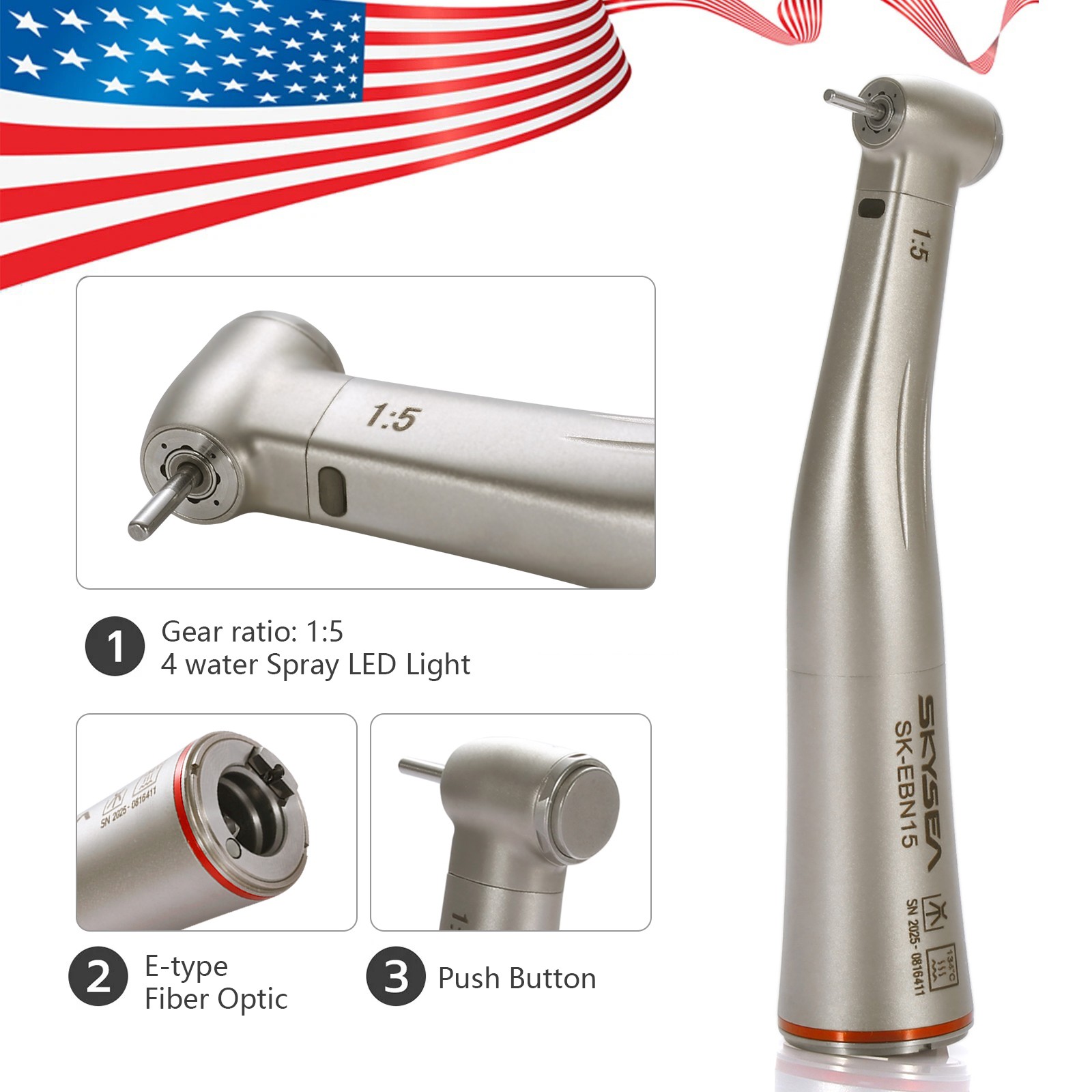 Dental 1:5 Electric LED Contra Angle Increasing Handpiece High Speed SKYSEA dt