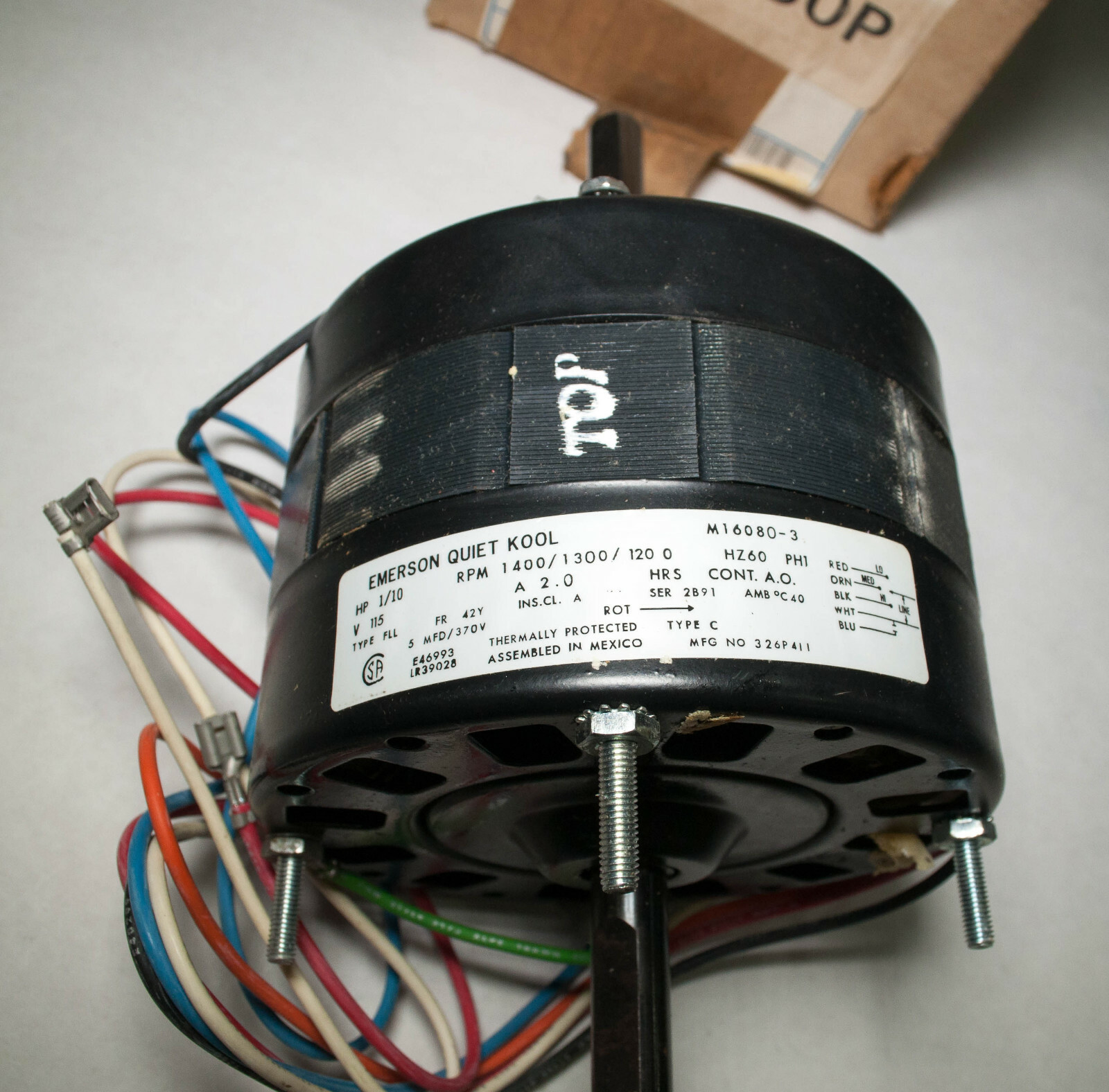 AO Smith Emerson M16080-3 Quiet Cool Motor 1/10 HP 1400/1300/1200 RPM 115V