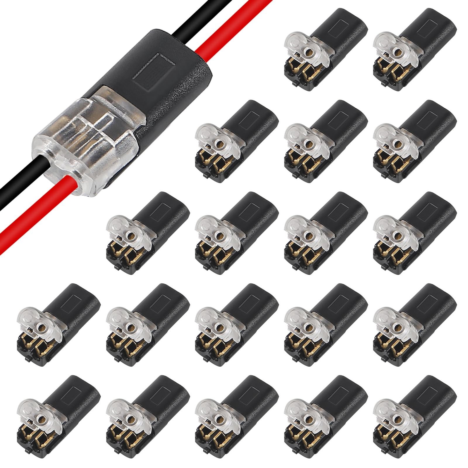 20Pcs Double-Wire Plug-in Connector Led Light Strip Connectors 2 Pin, Quick S…