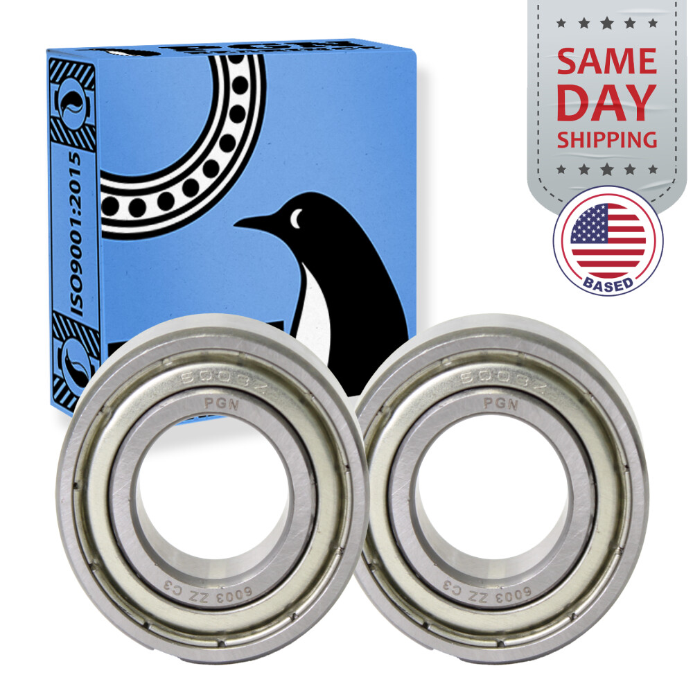(2) 6003-ZZ Premium Metal Shield Ball Bearing C3 EMQ, 17x35x10, 6003 ZZ 6003z