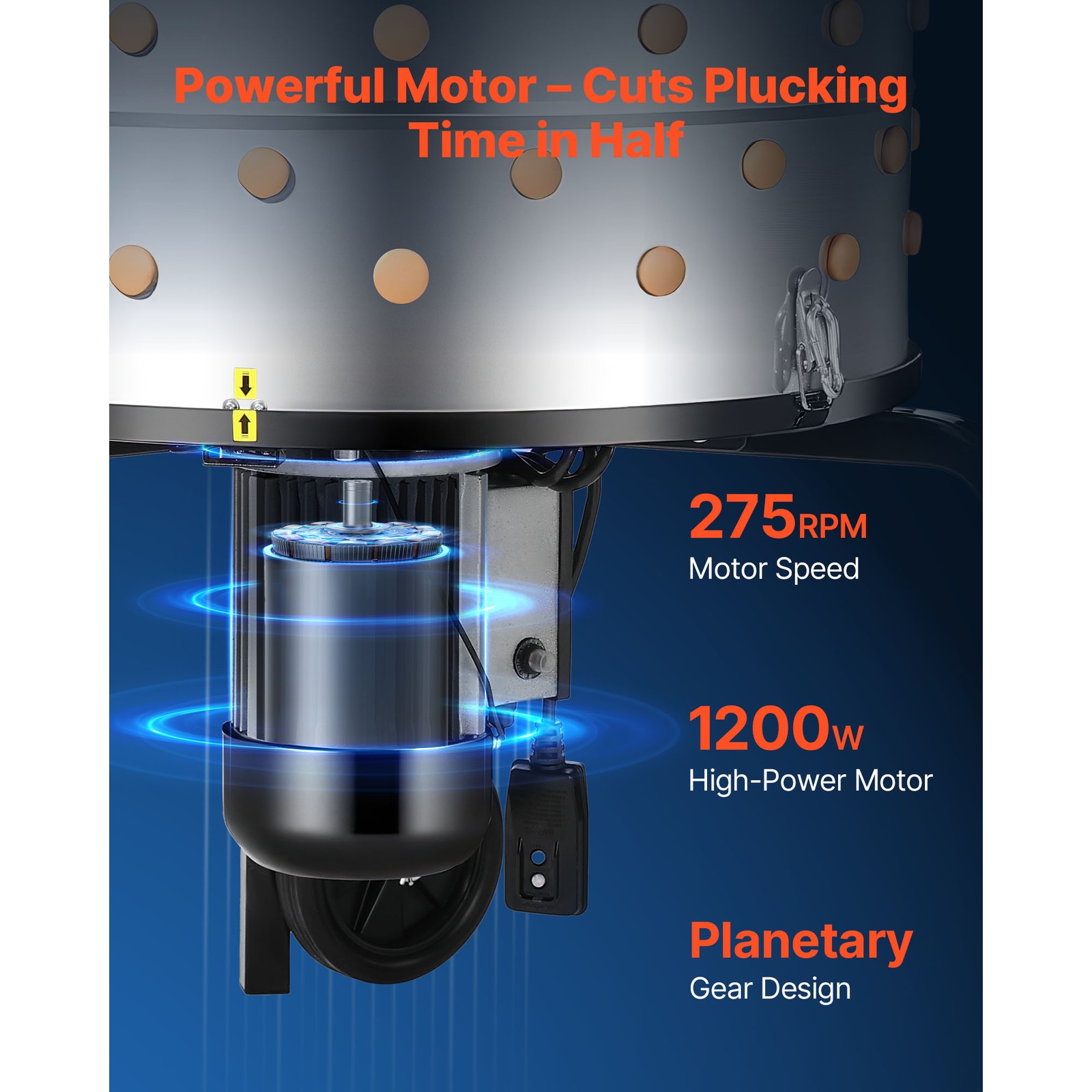 Uimoso 25.6″ Electric Poultry Plucker Machine 1200W, 275RPM, 158 Fingers, Wheels