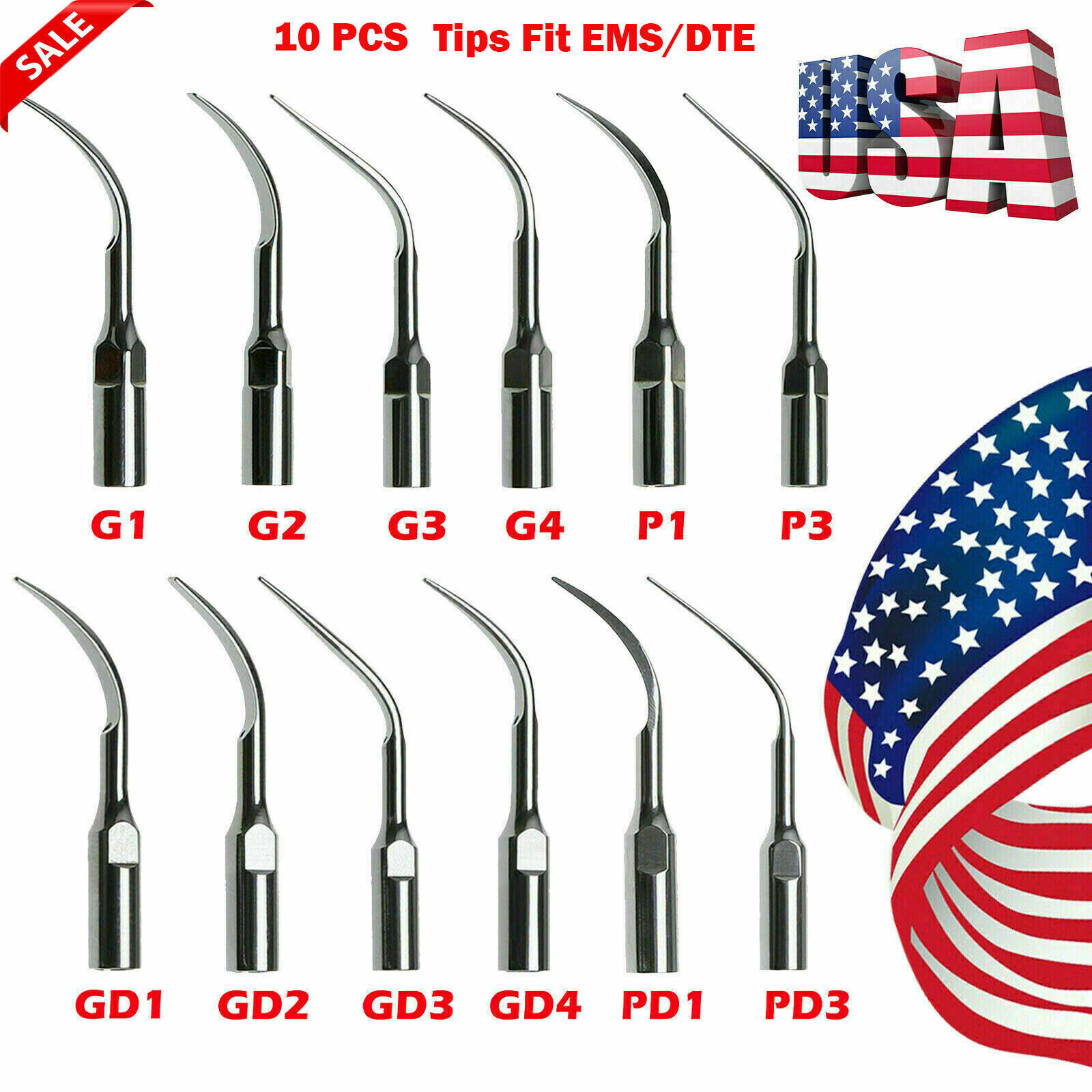 10× Dental Ultrasonic Piezo Scaler Tips fit Woodpecker EMS DTE SATELEC Handpiece