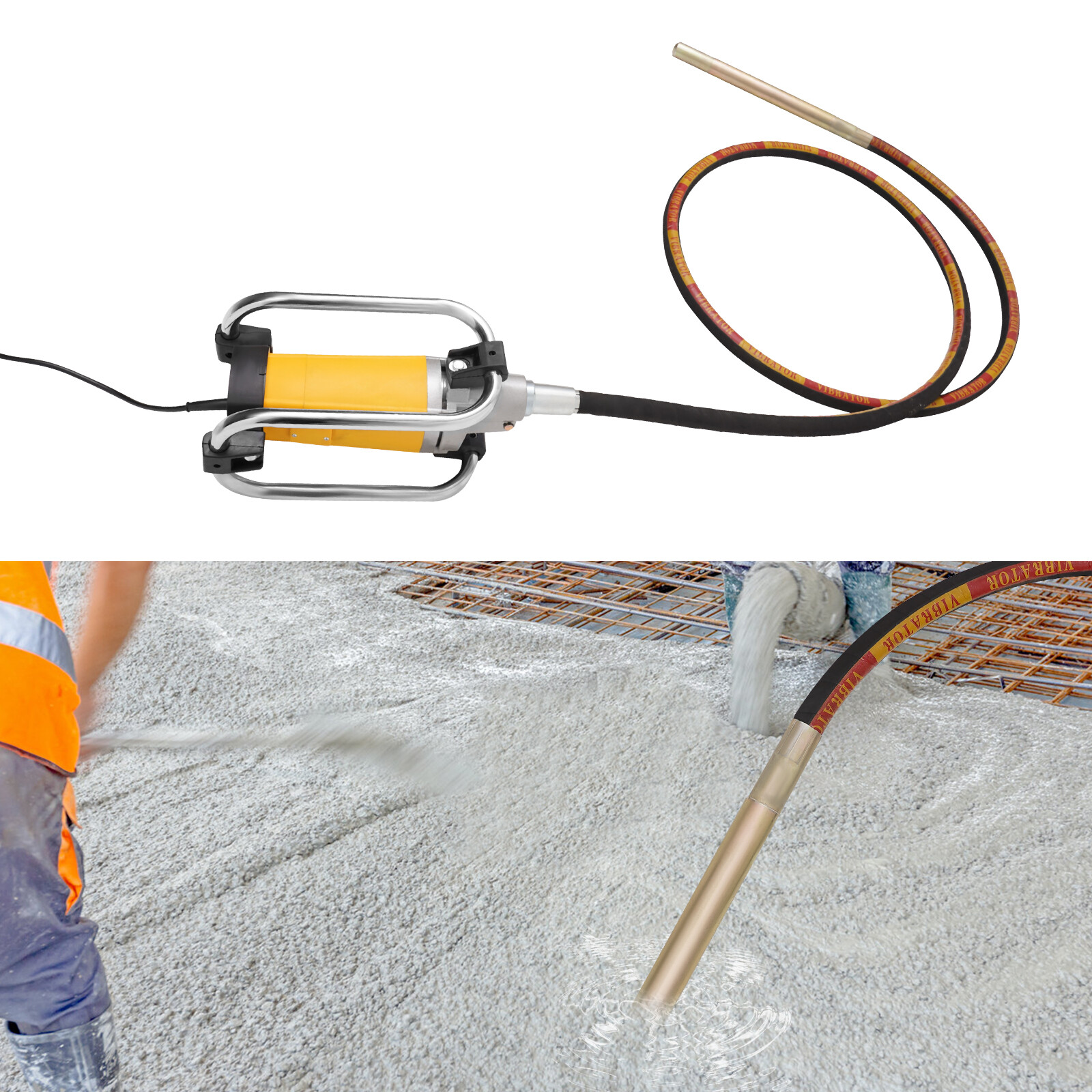Electric Concrete Vibrator 2000W 13ft Poker Vibrating for Remove Air Bubbles 4m