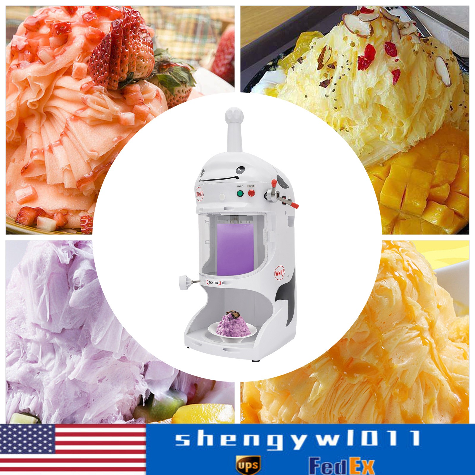 Ice Cub Shaved Ice Machine Commercial Ice Shaver Snow Cone Maker Premium 350W