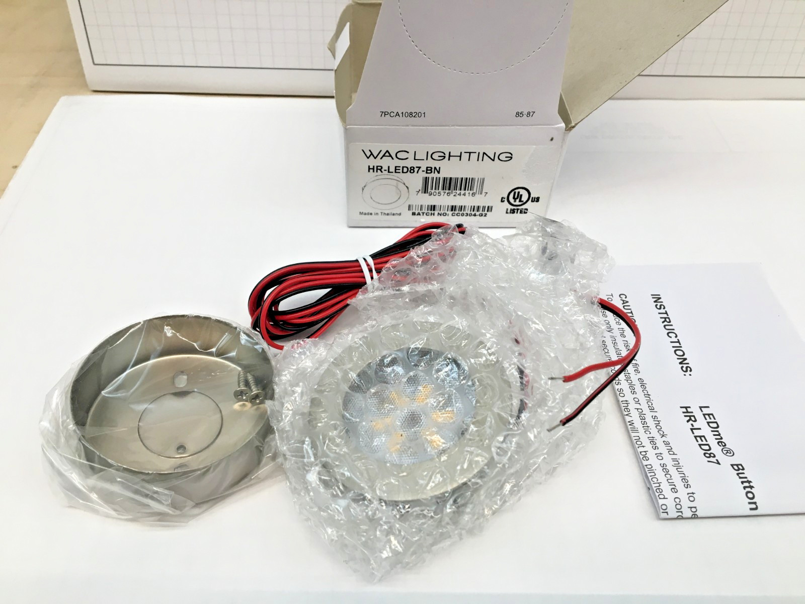 WAC HR-LED87-BN, LED Button Light 2.25 inch Brushed Nickel Puck Light 3000K