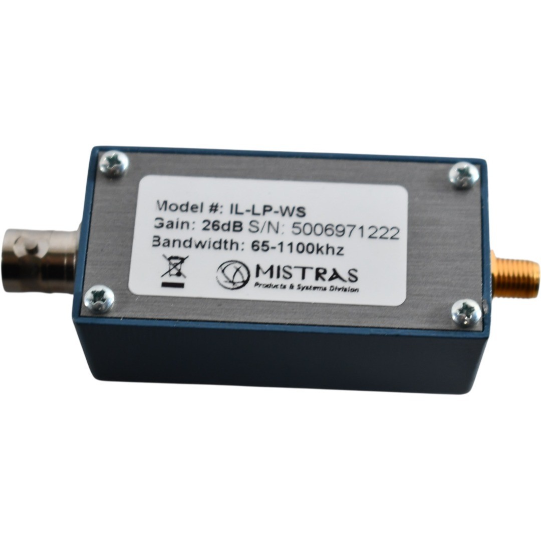 Mistras IL-LP-WS In-Line Low Power AE Preamplifier 26dB 65-1100kHz BNC SMA