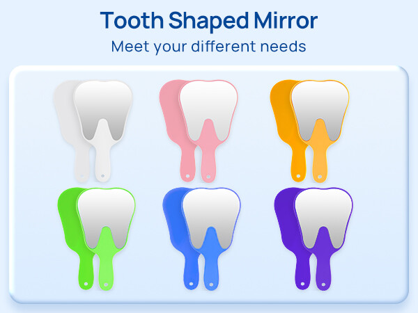 JMU 2Pcs Dental Tooth Shaped Mirror Handheld Molar Tooth-shape Patient Face