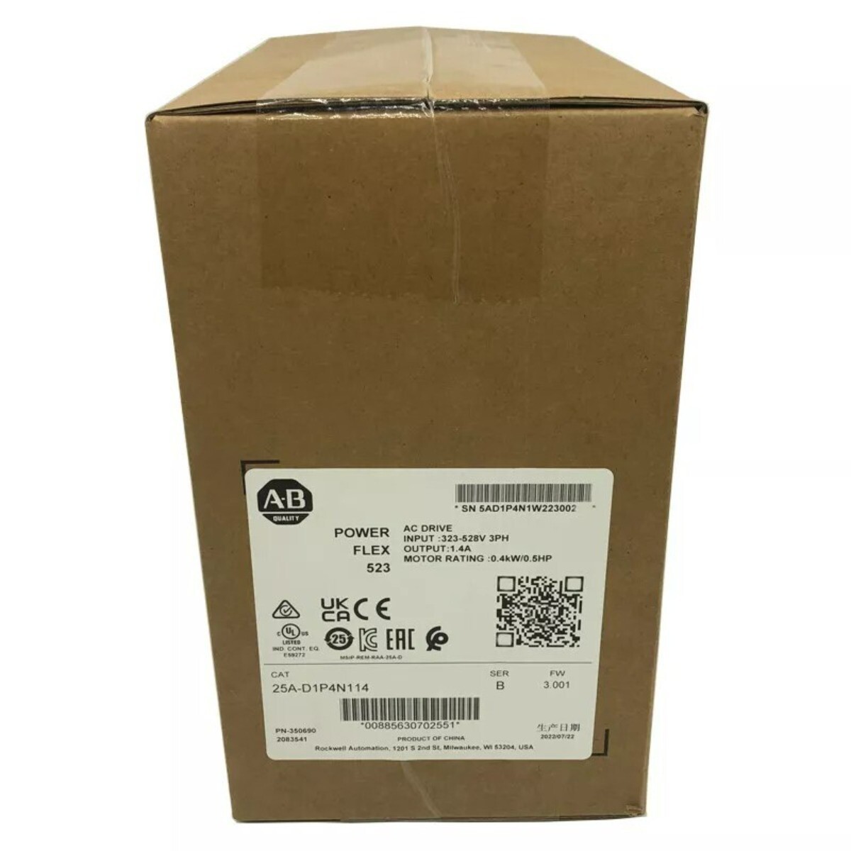 New Allen-Bradley 25A-D1P4N114 PowerFlex 523 0.4kW (0.5Hp) AC Drive 25AD1P4N114