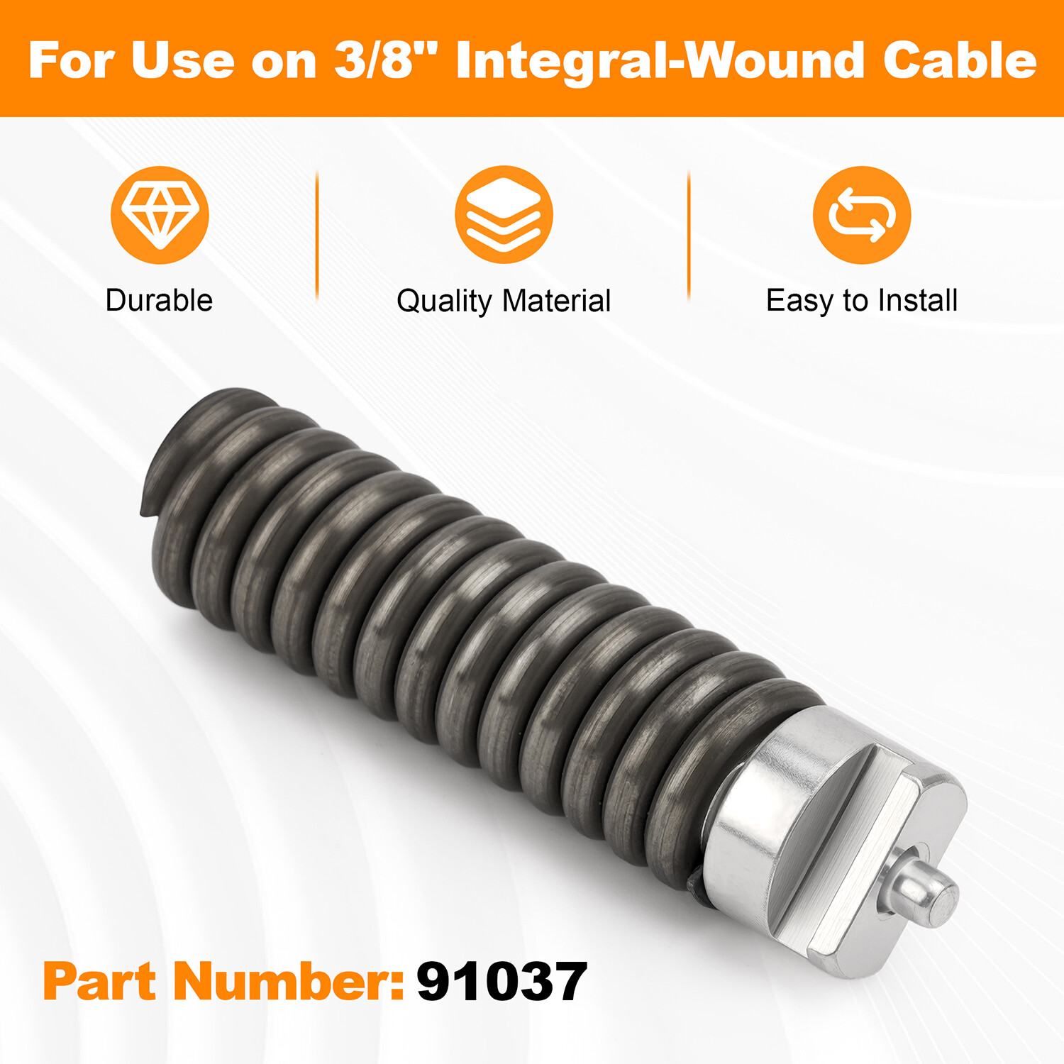 Integral Wound Solid Core Cable Ridgid 91037 3/8″ Drain Cleaning Repair End