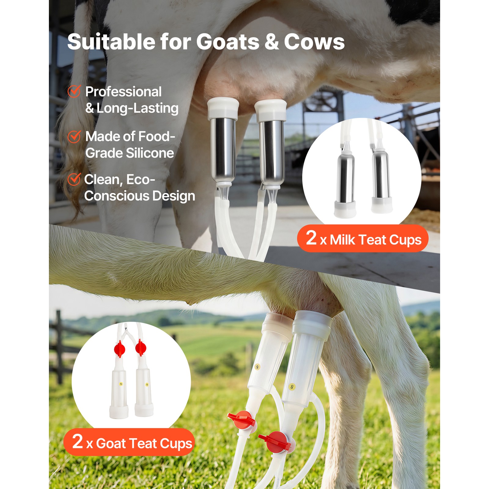 Uimoso Goat Milking Machine with 3.2 Gal / 12 L Bucket for Cows and Goats