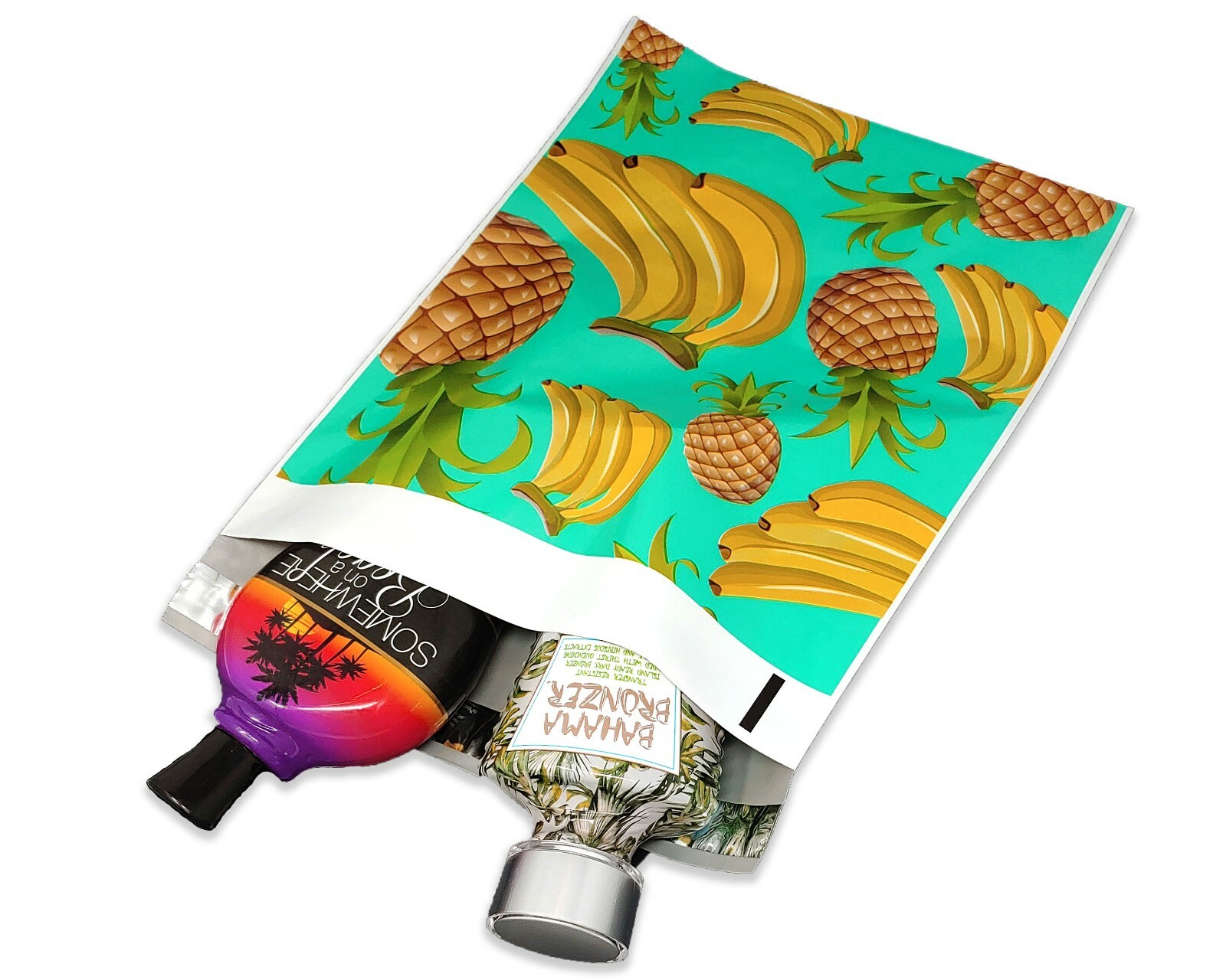 Poly Mailers 10×13 Tropical Theme Teal Pineapple Banana Shipping Mailing AQUA