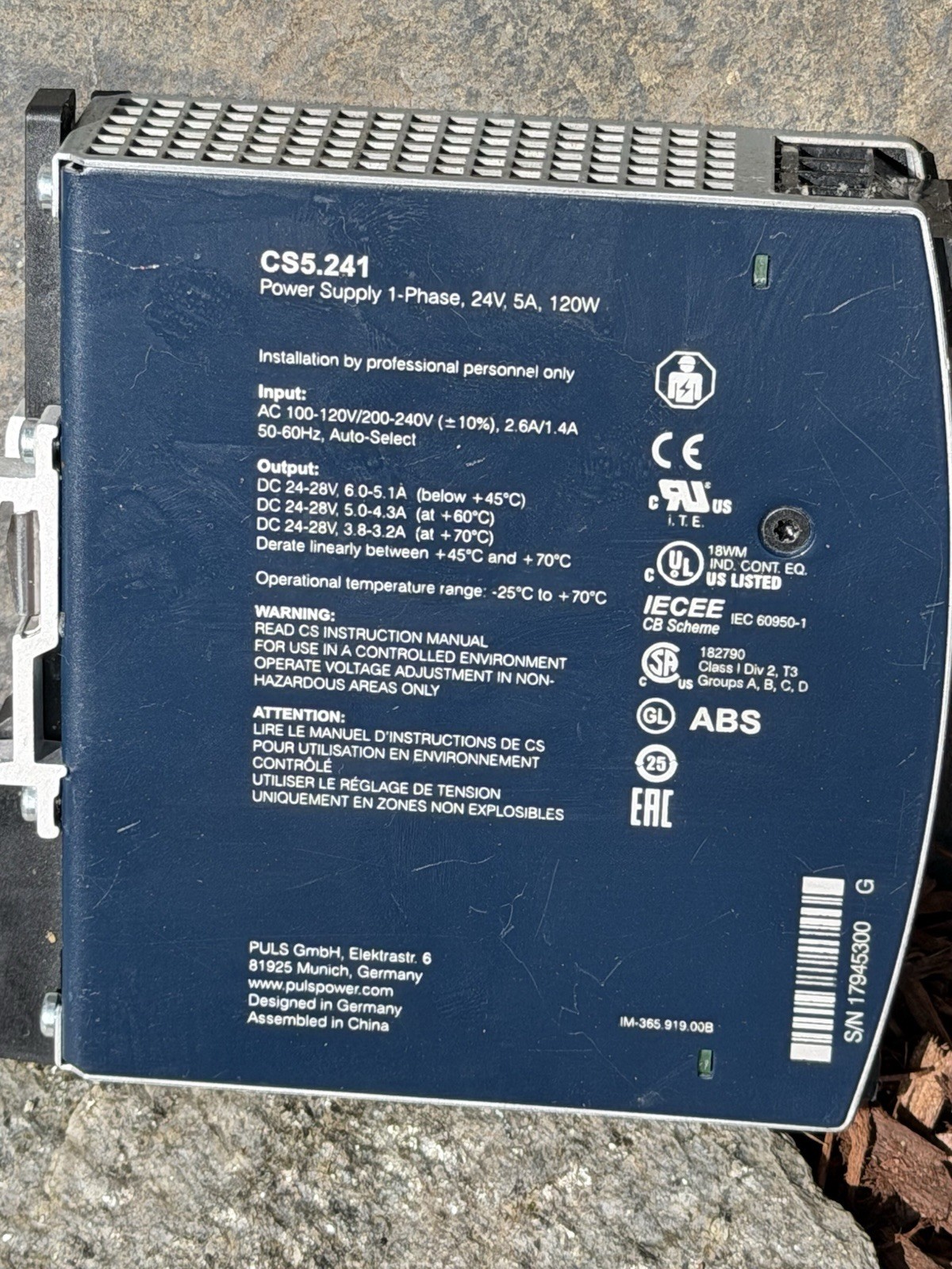 TESTED- PULS Dimension CS5.241 Power Supply Module 24V 5A 120W DIN Rail Mount